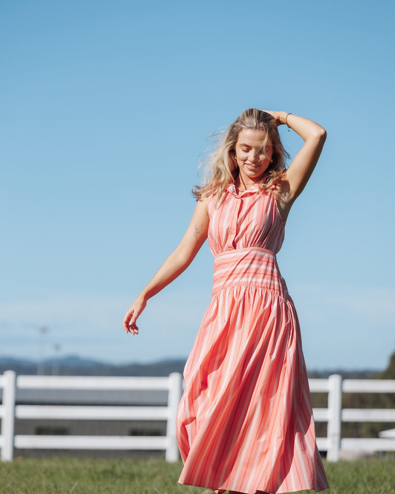 Myranda Midi Dress - Pink Stripe