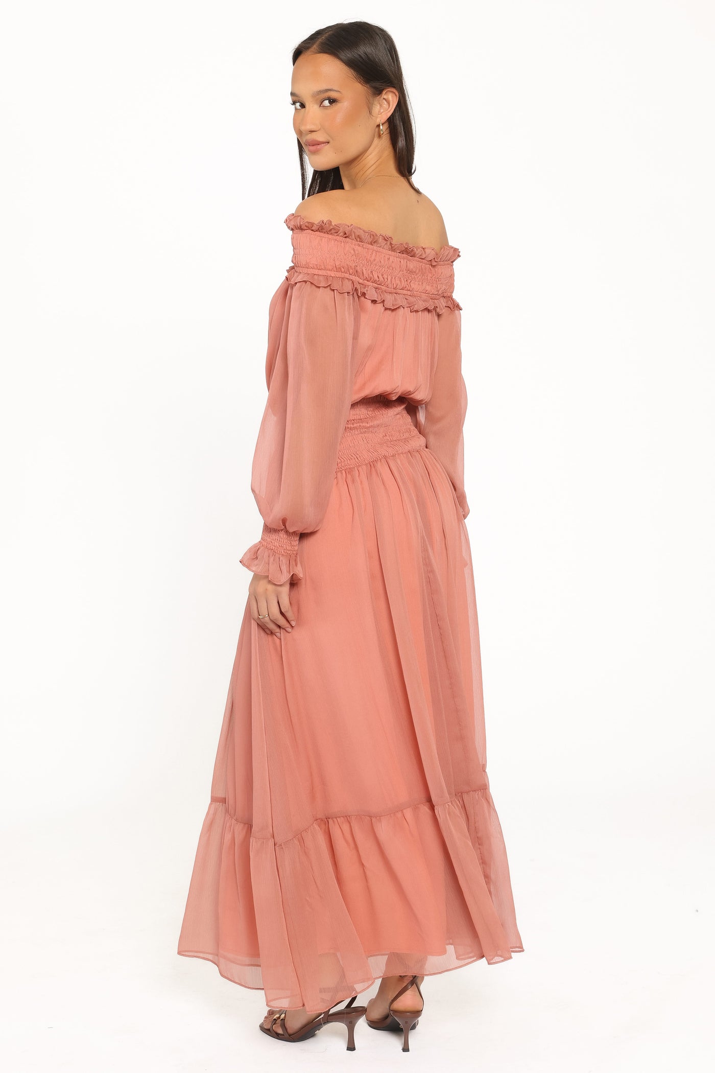 Paris Off Shoulder Maxi Dress - Vintage Mauve