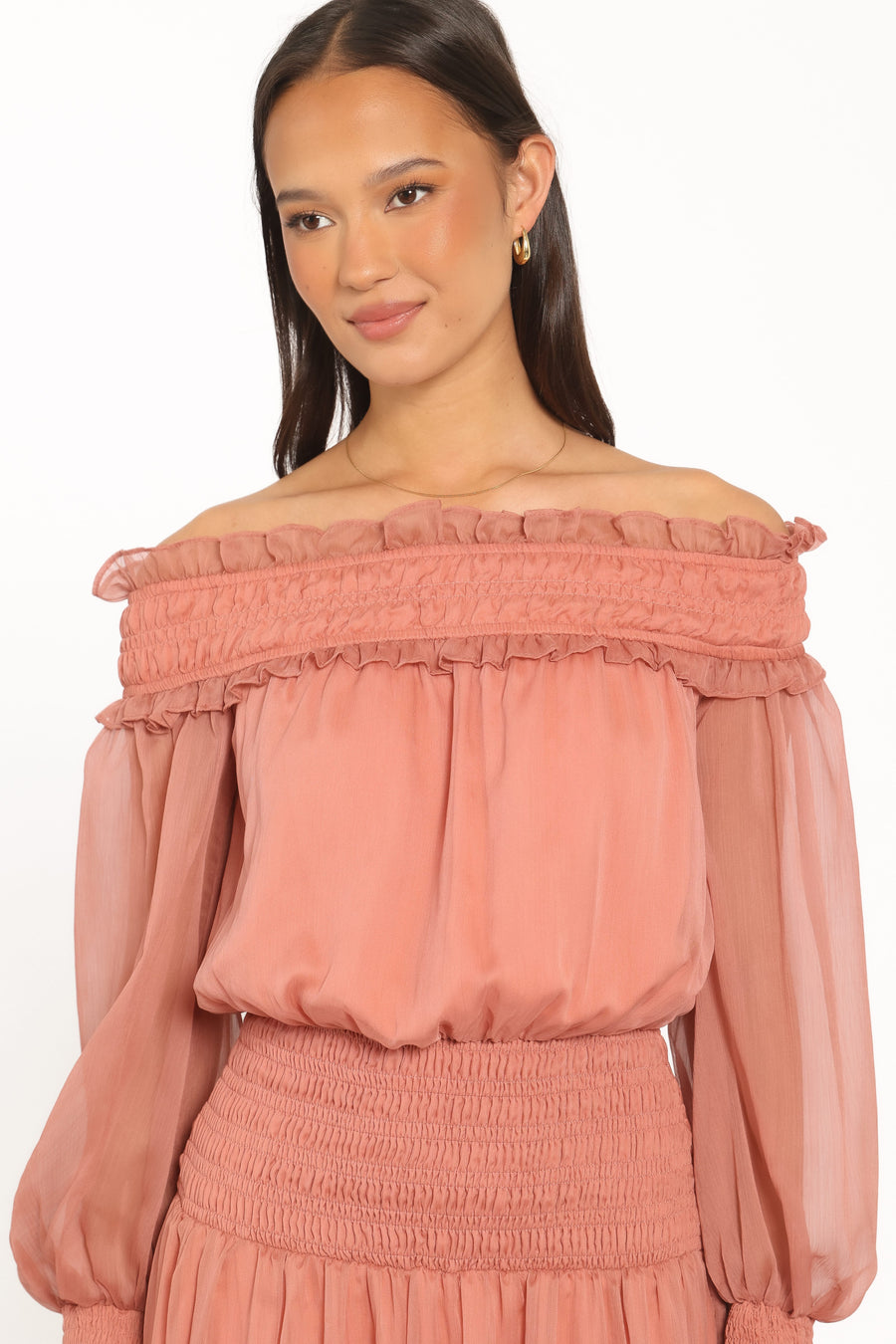 Paris Off Shoulder Maxi Dress - Vintage Mauve