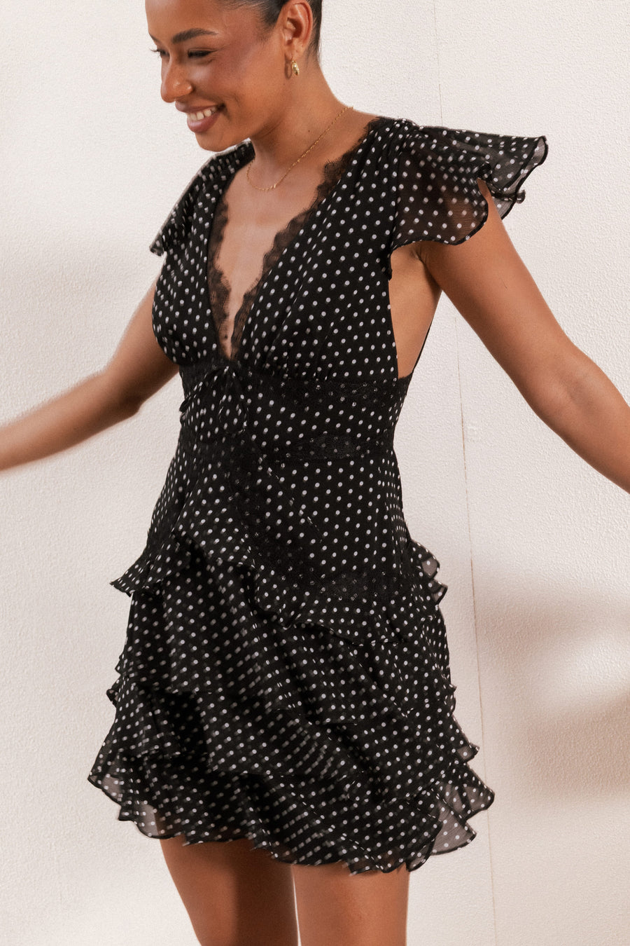 Saint Mini Dress - Black Polka Dot