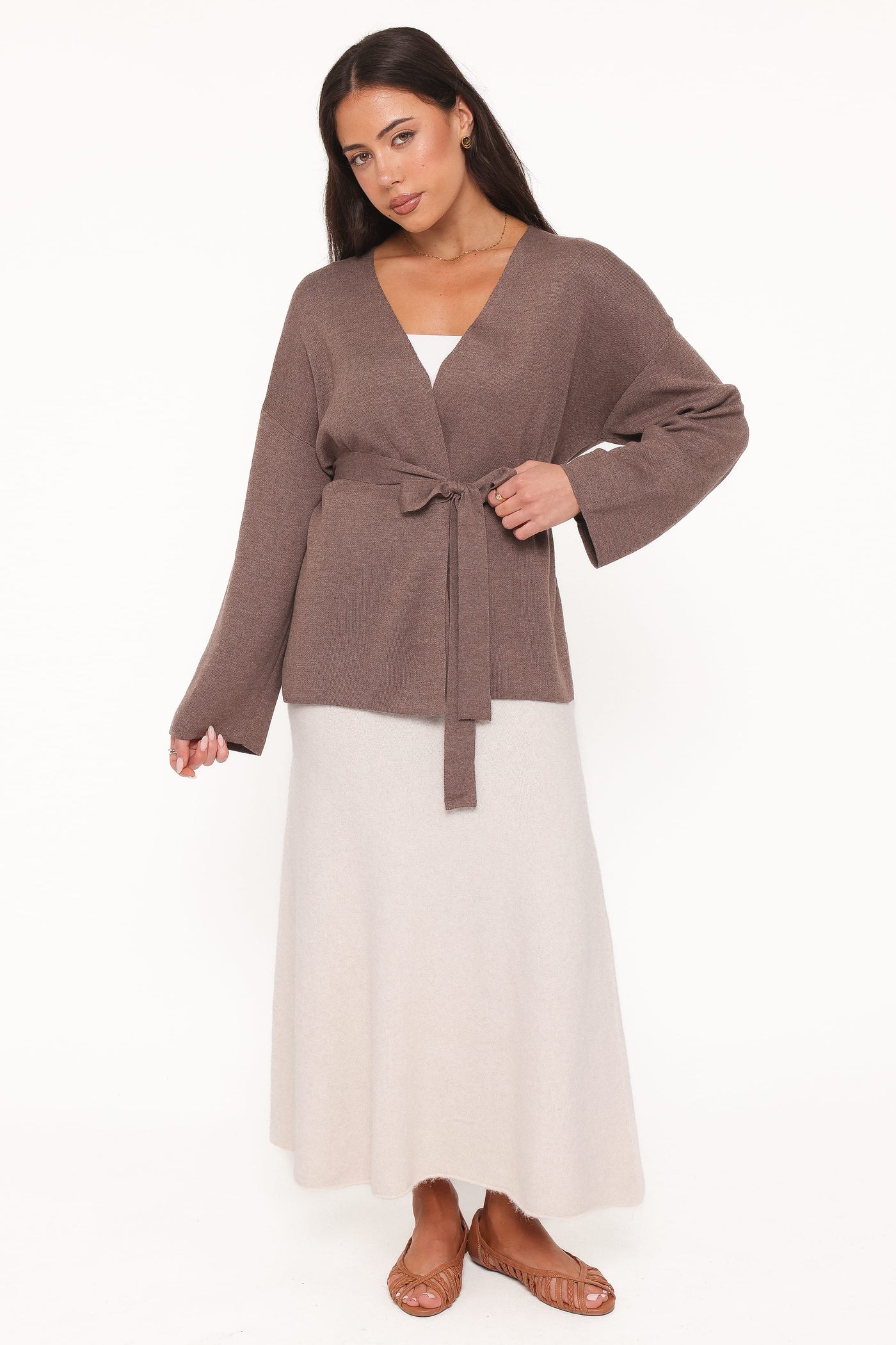 Mallory Wrap Cardigan - Brown