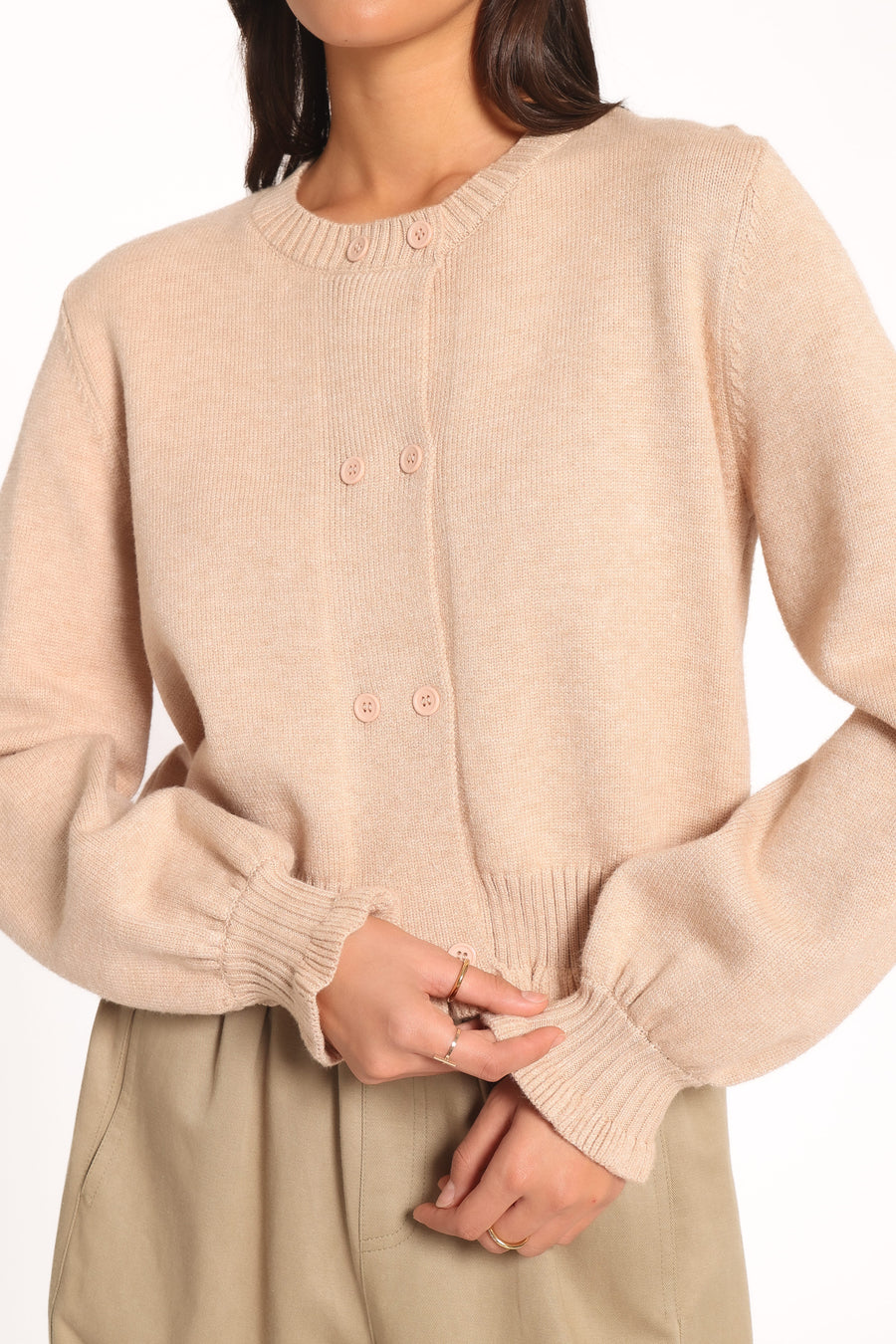 Marjorie Frill Cardigan - Beige