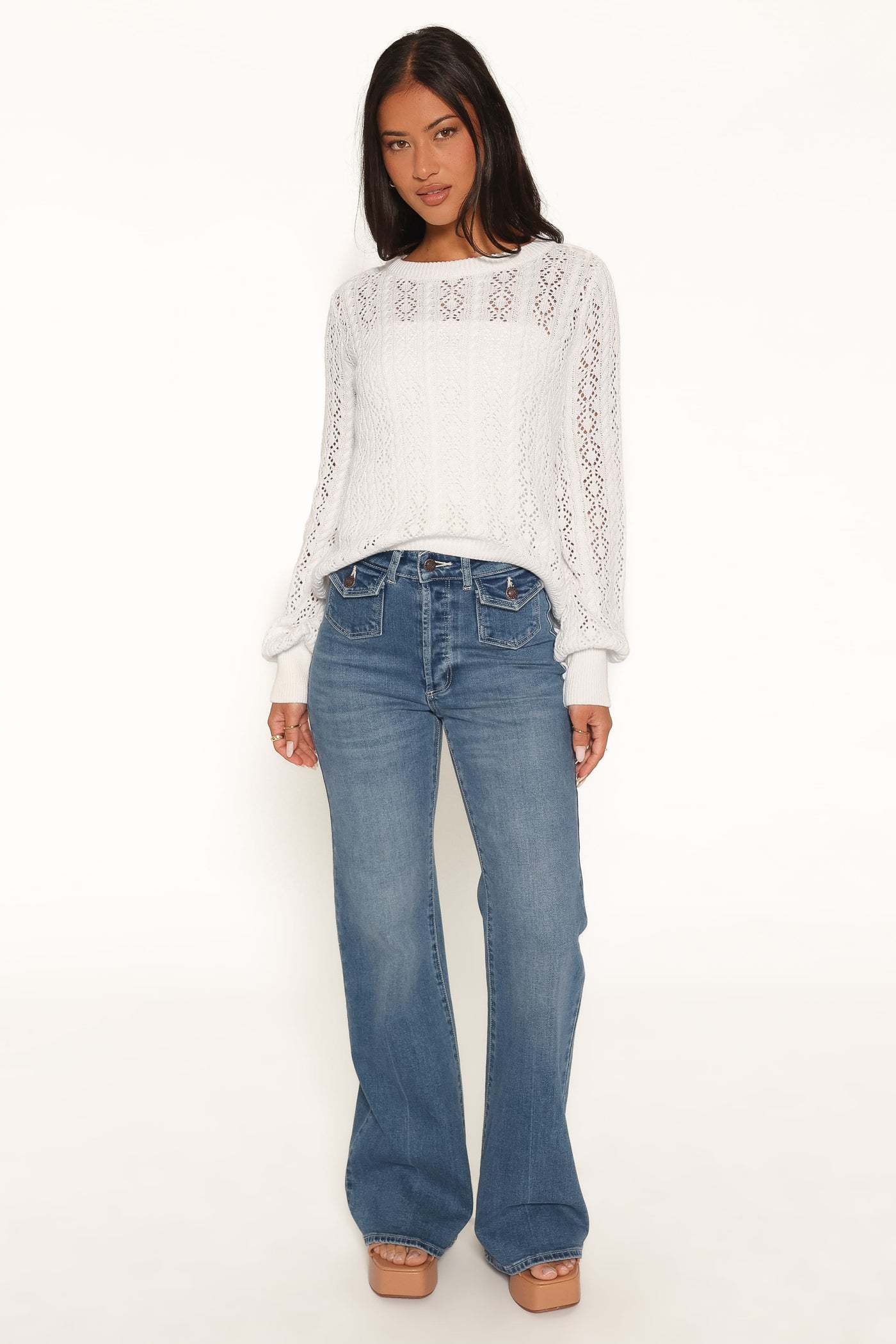 Tyler Pointelle Sweater - White