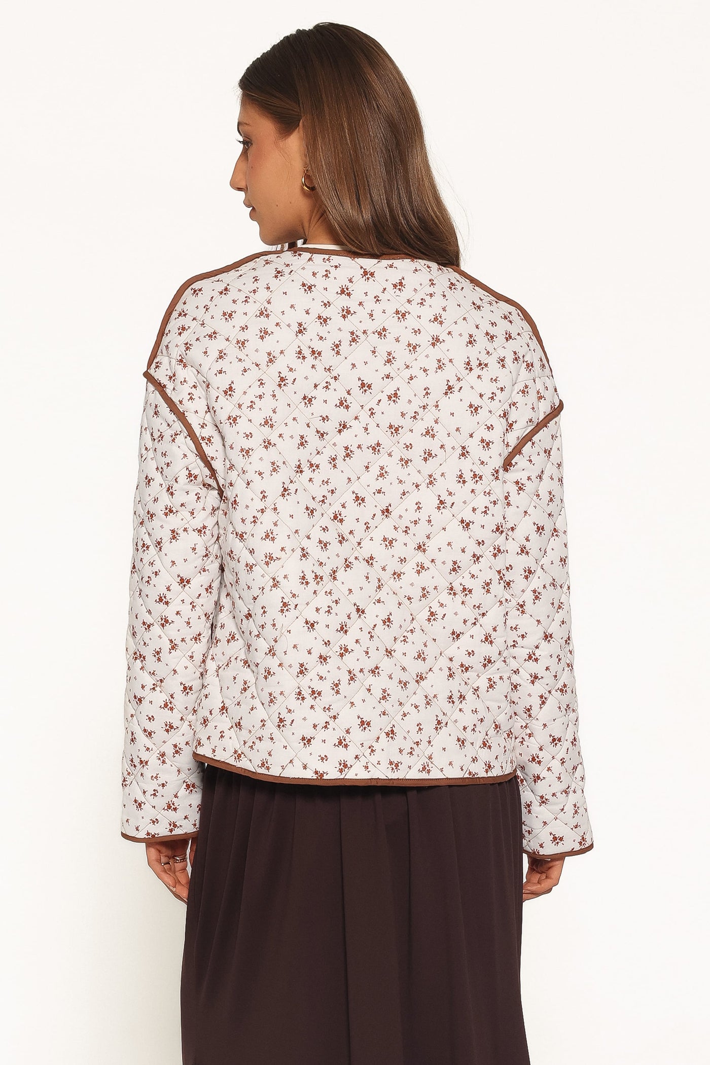 Cindie Quilted Jacket - Brown Ditsy Floral