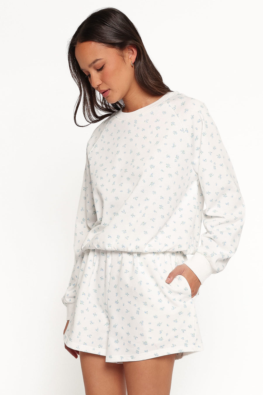Hazel Sweatshirt - Blue Ditsy Floral