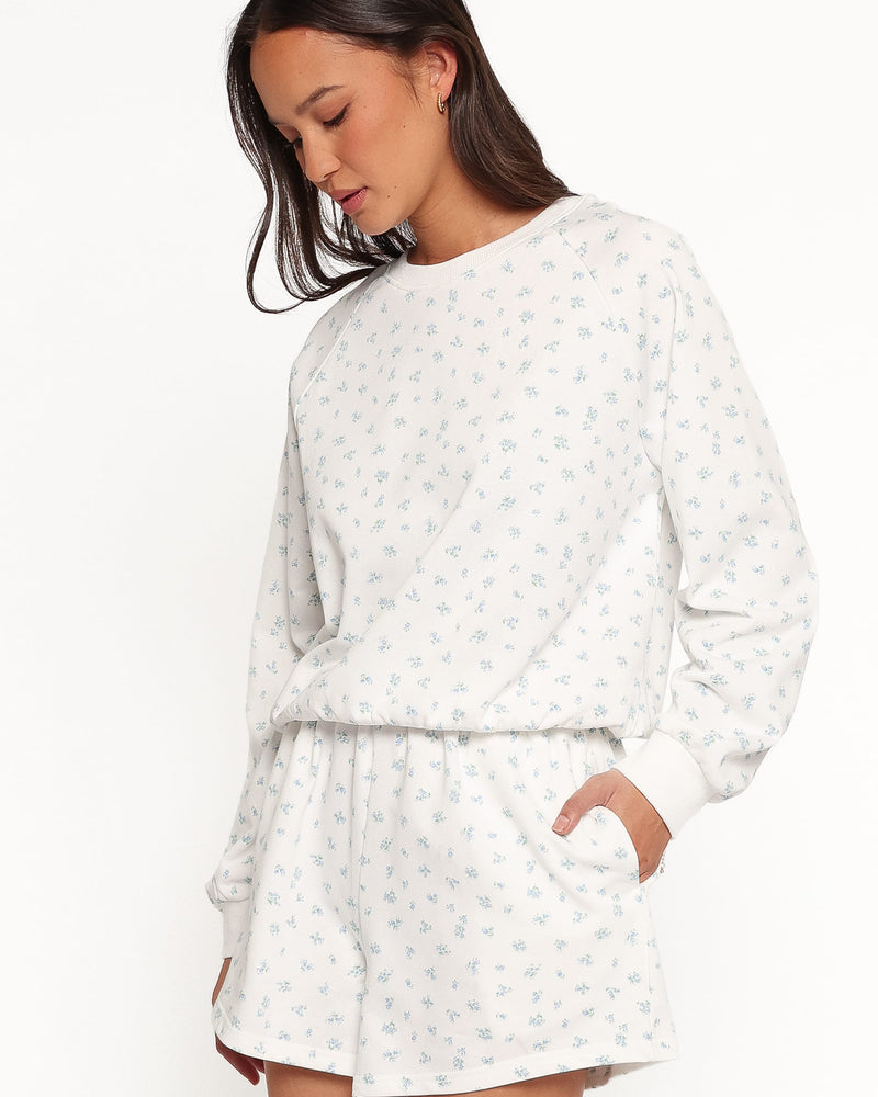 Hazel Sweatshirt - Blue Ditsy Floral