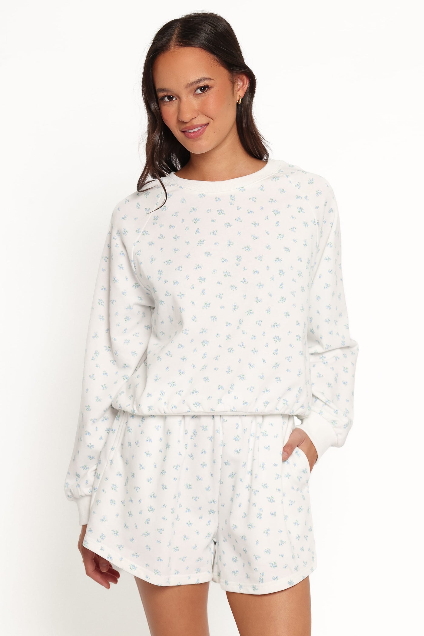 Hazel Sweatshirt - Blue Ditsy Floral