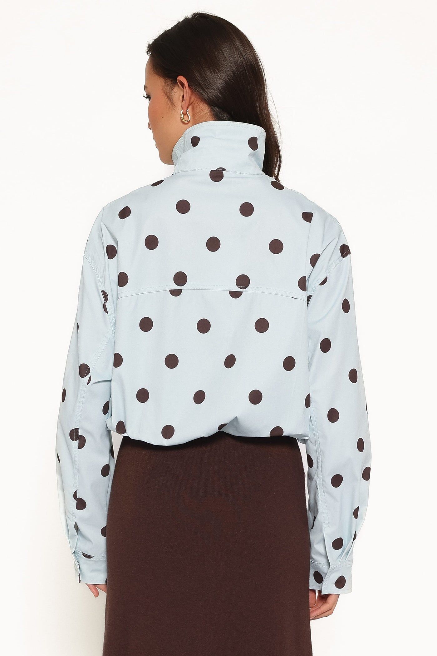 Zoella Funnel Neck Jacket - Blue Polka Dot
