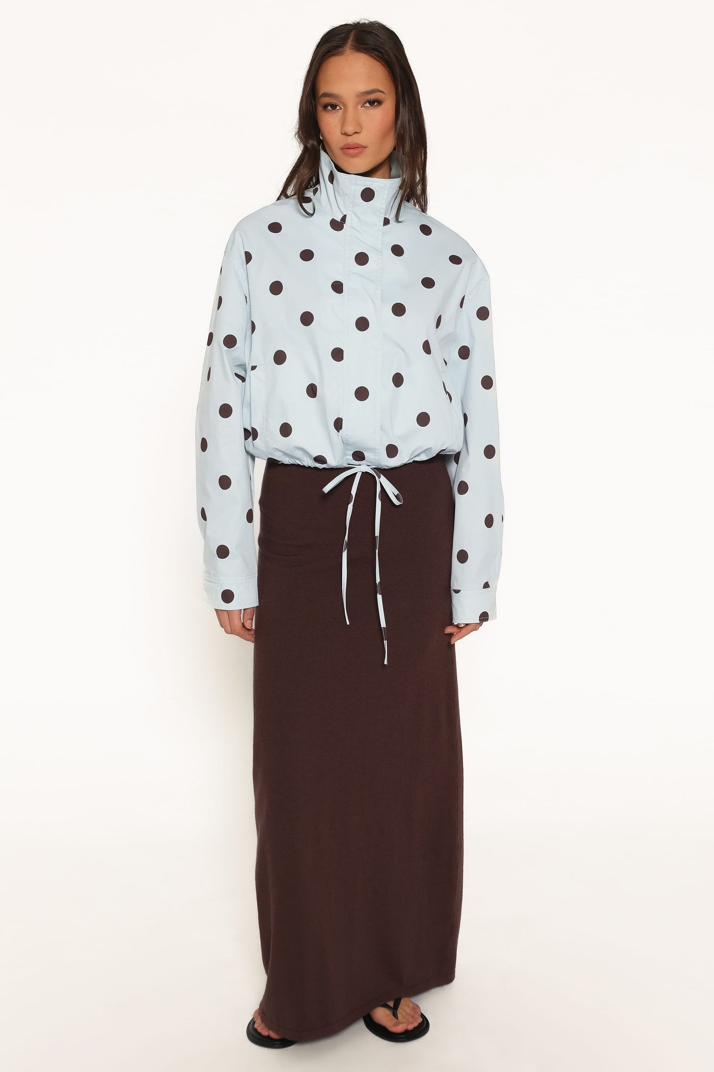 Zoella Funnel Neck Jacket - Blue Polka Dot
