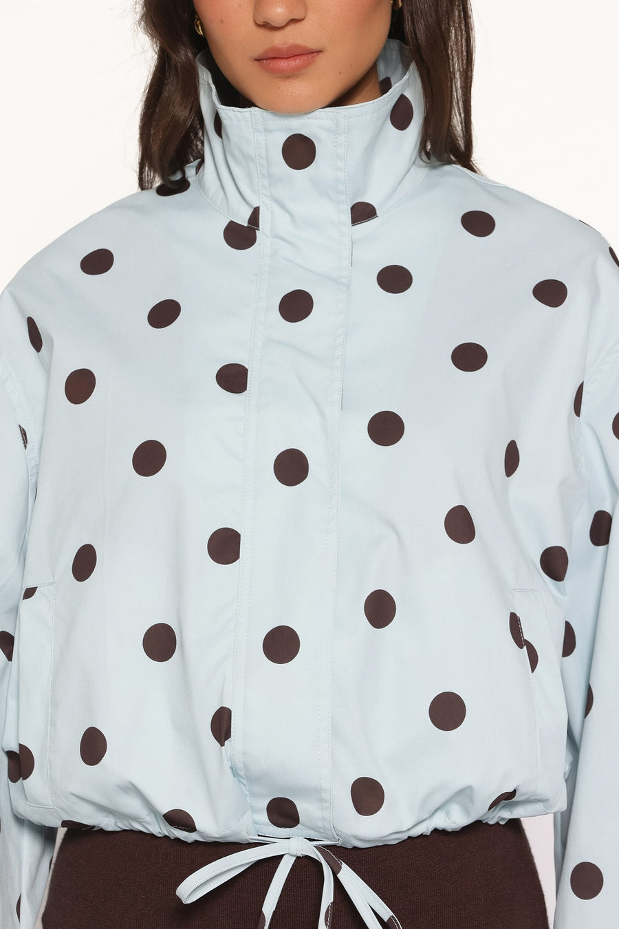 Zoella Funnel Neck Jacket - Blue Polka Dot