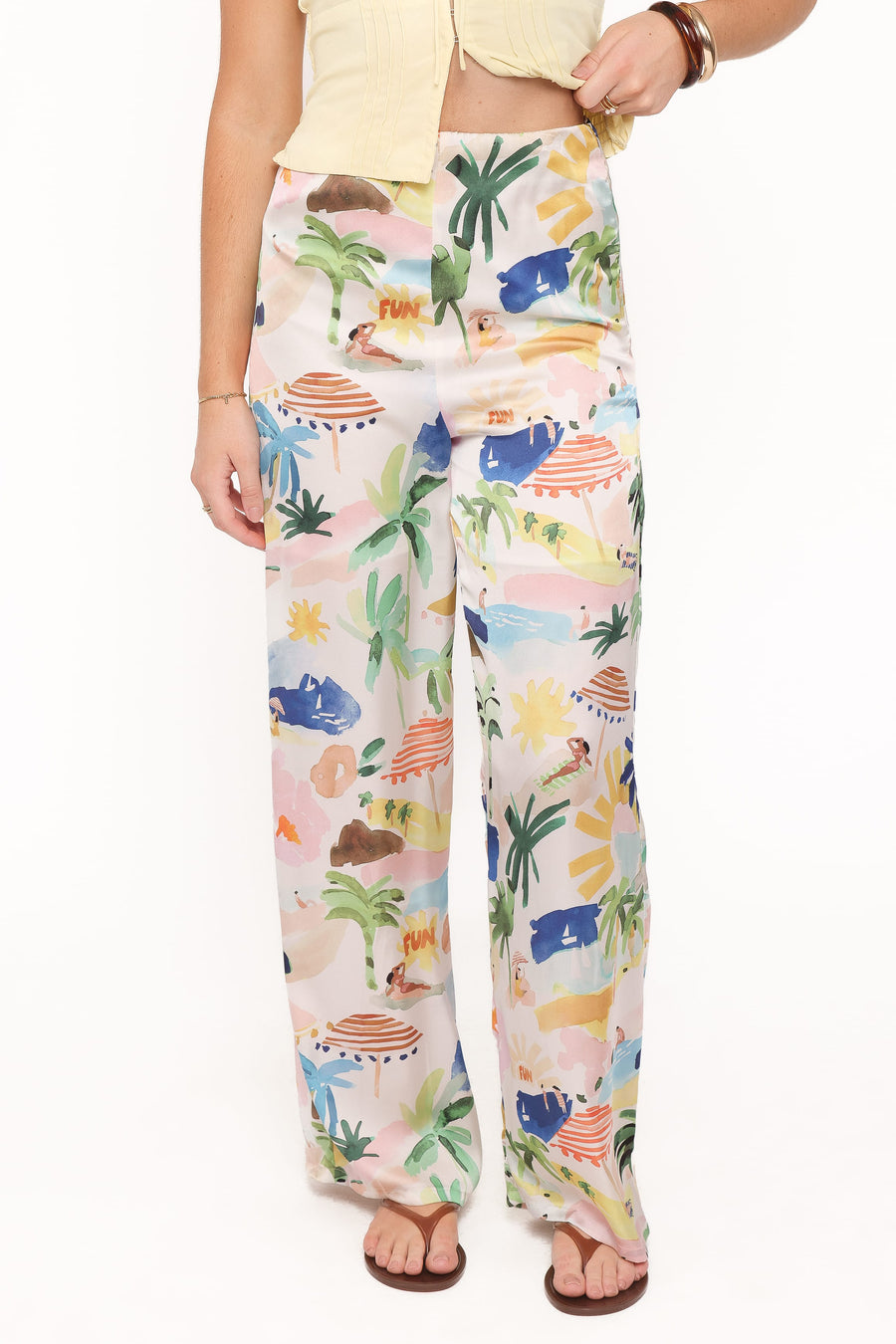 Alba Wide Leg Pant - Cream Resort Isle
