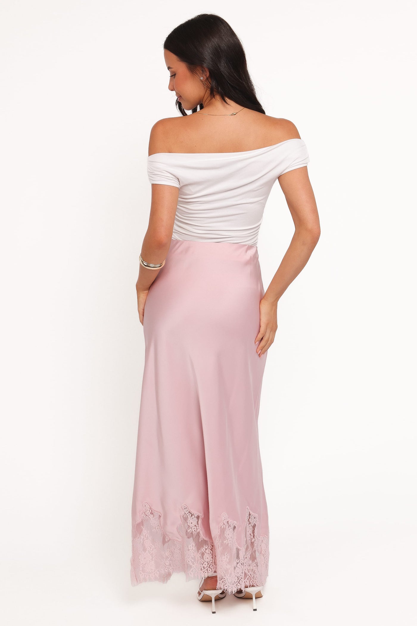 Alira Lace Trim Midi Skirt - Pale Pink