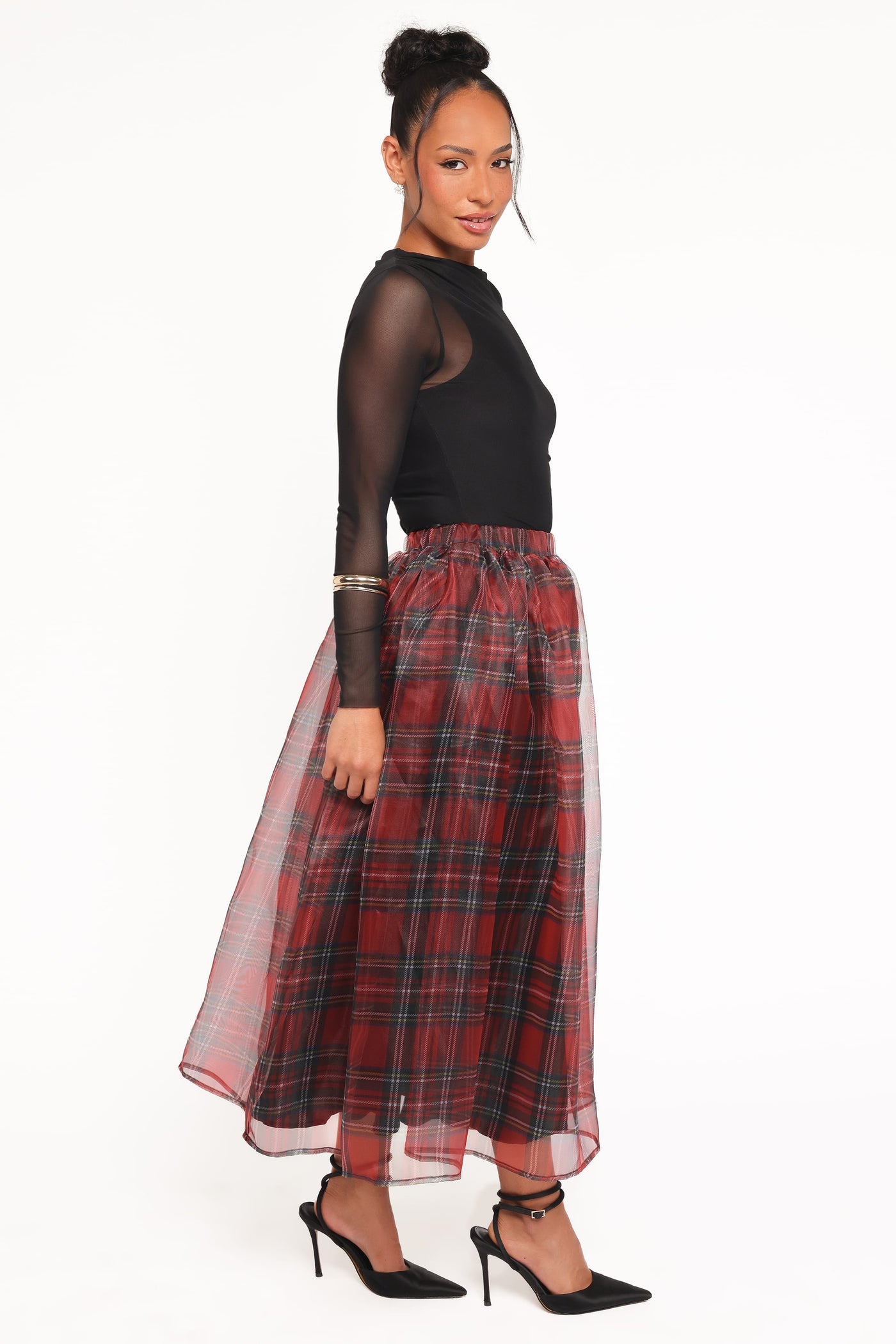 Bonita Midi Skirt - Red Plaid
