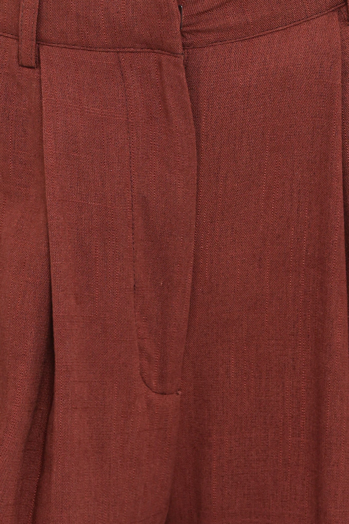 Elinor Cuffed Linen Pant - Brown