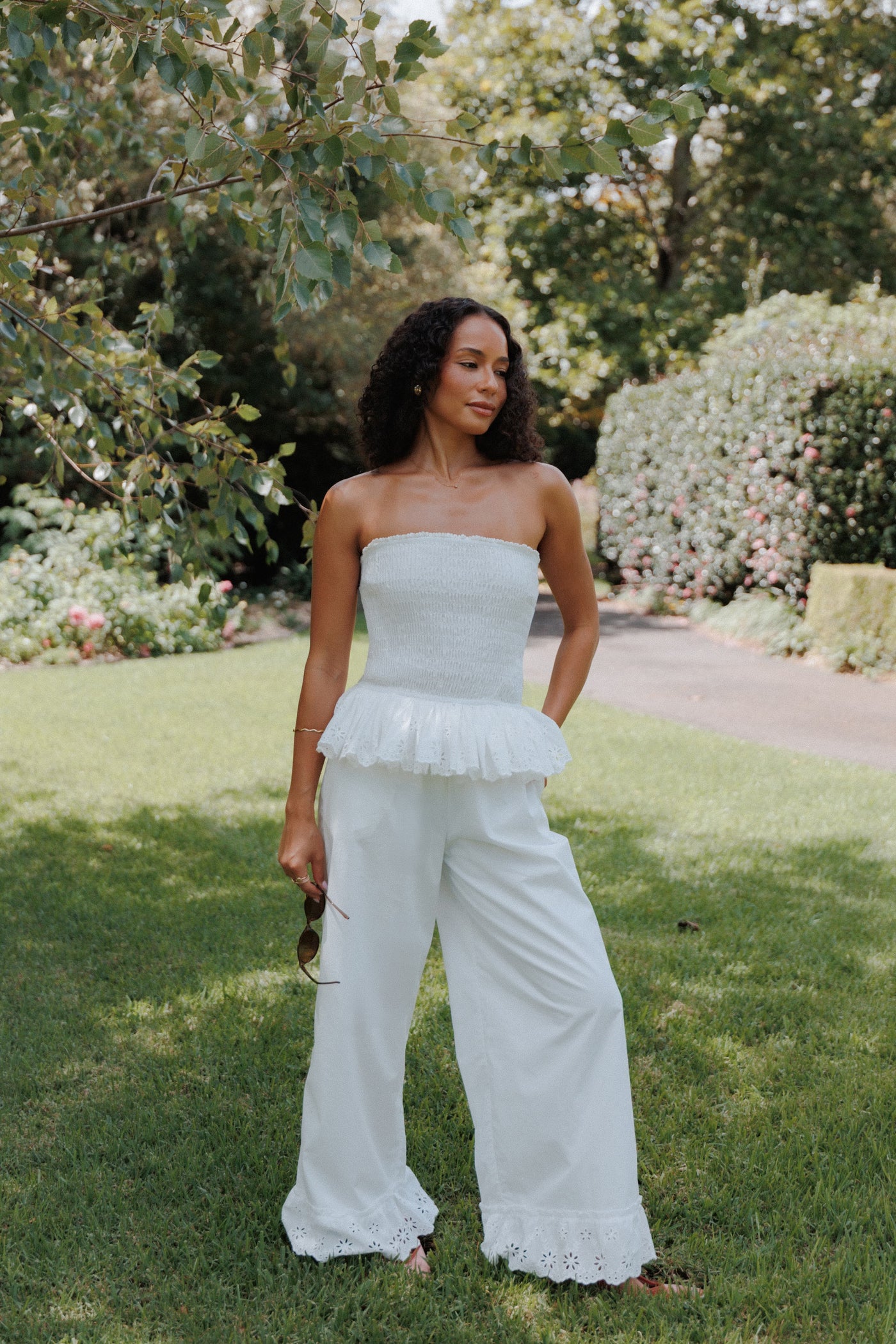Eliska Frill Hem Pant - White