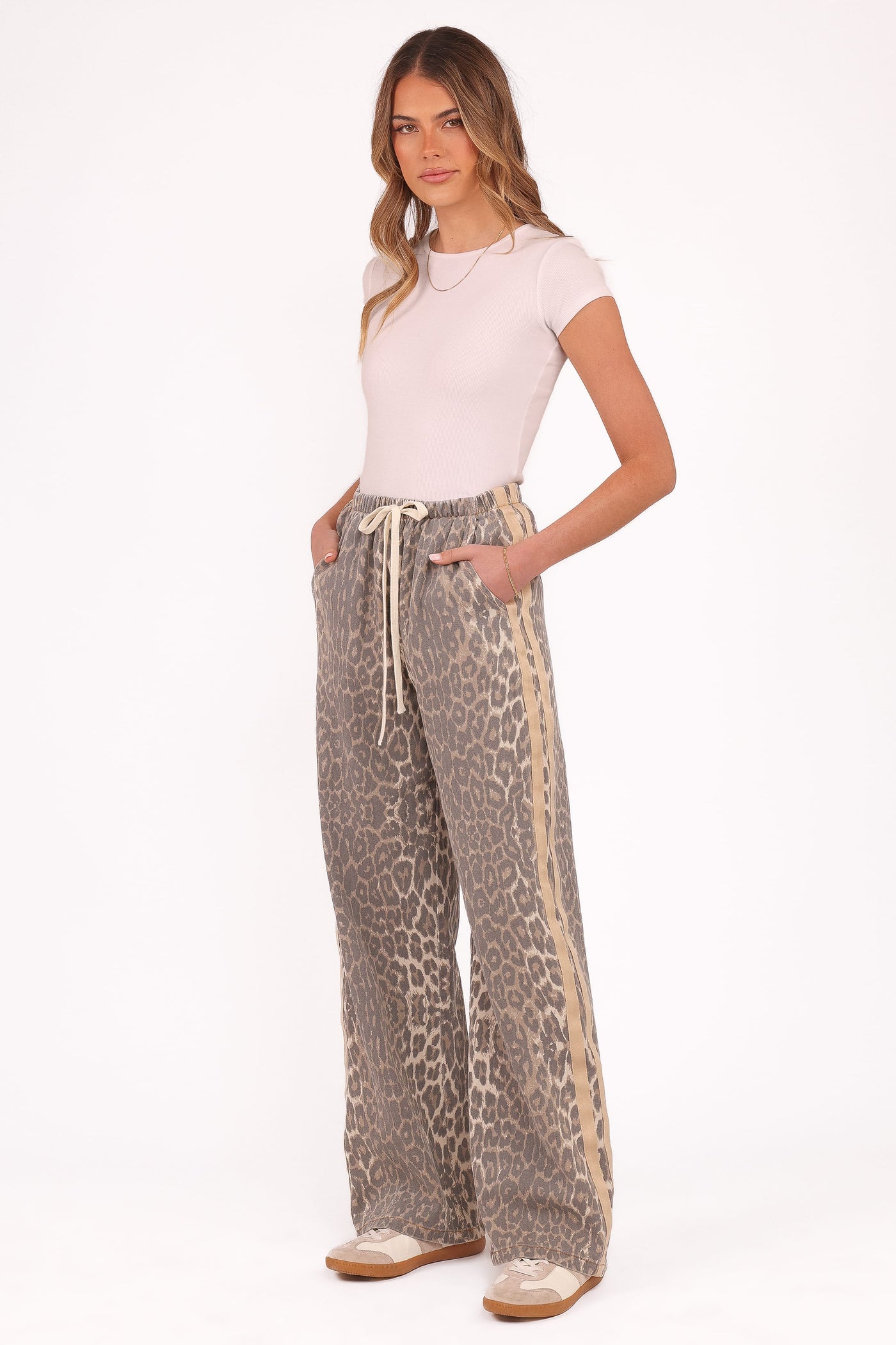 Fletcher Denim Racer Pants - Leopard