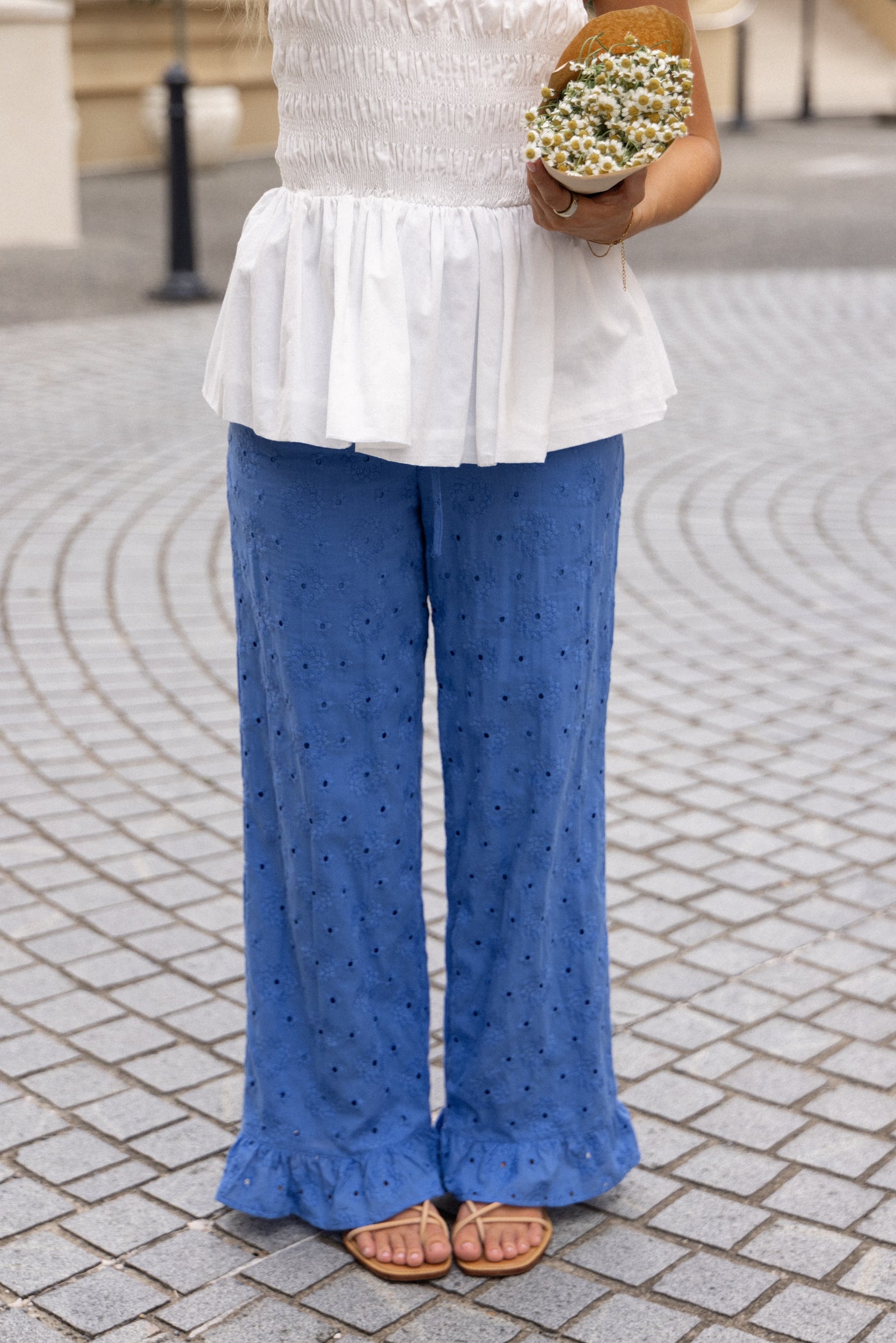 Katya Embroidered Pants - Cobalt