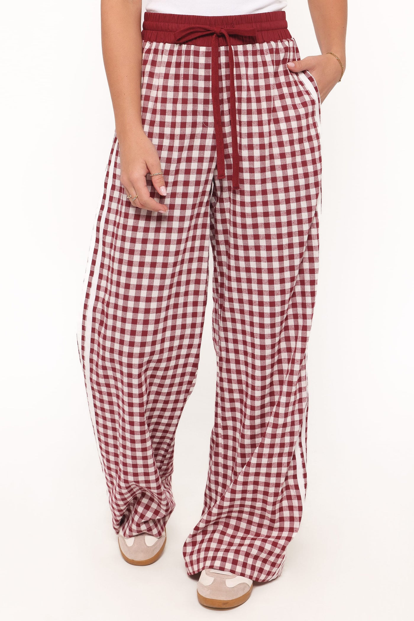 Lawson Track Pants - Burgundy Gingham