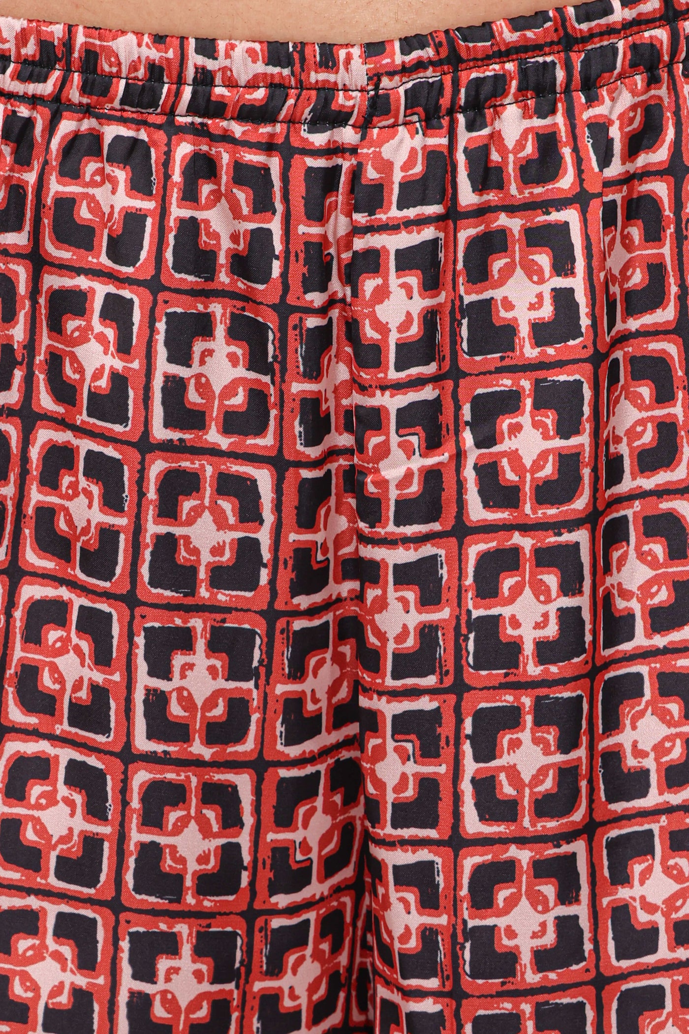 Lexi Elastic Waist Pant - Red Geometric