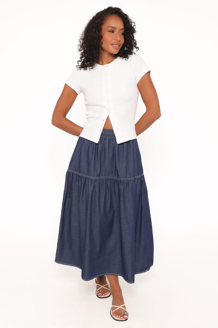 Meadow Midi Denim Skirt - Dark Wash
