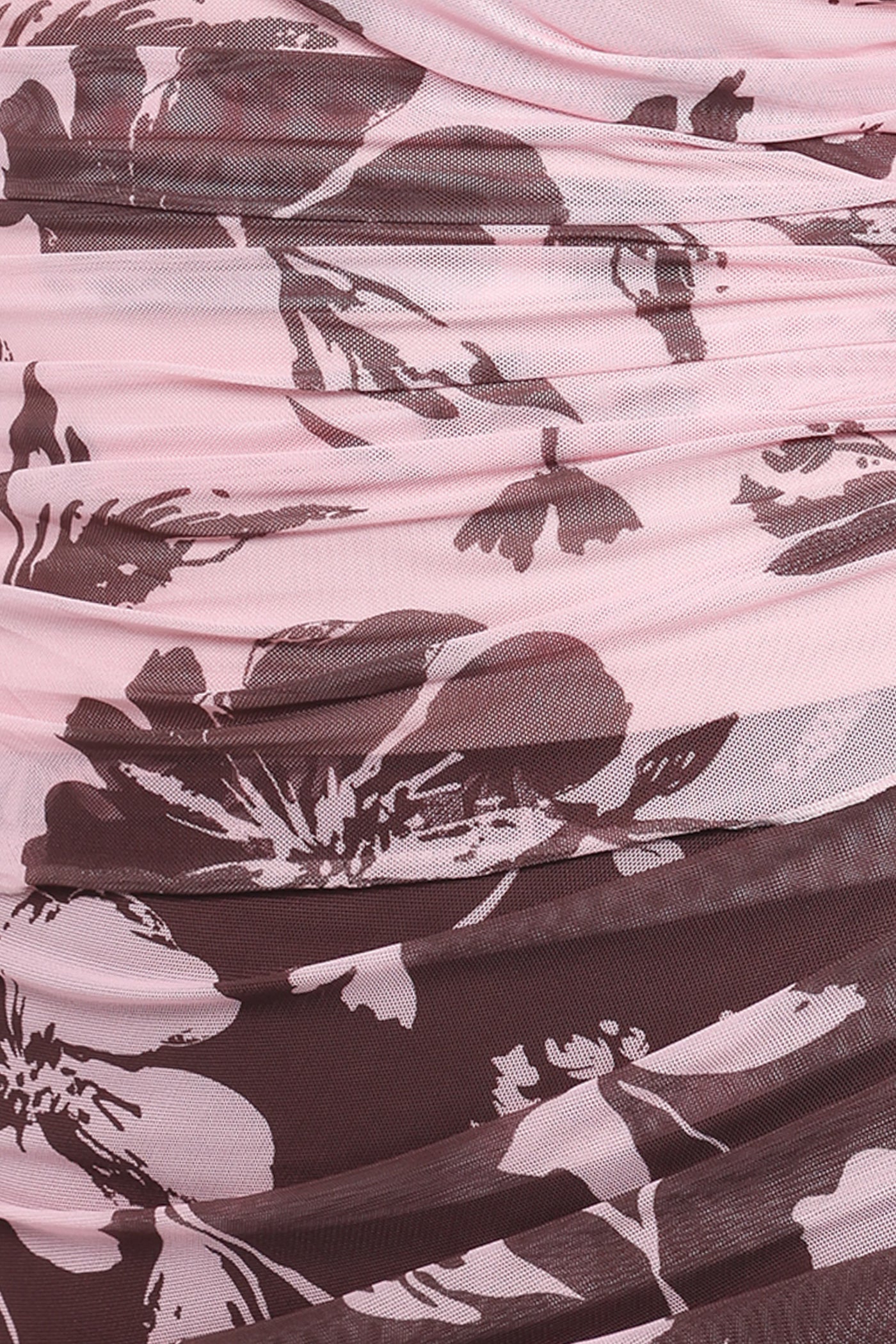 Navida Mesh Midi Skirt - Pink Brown Floral