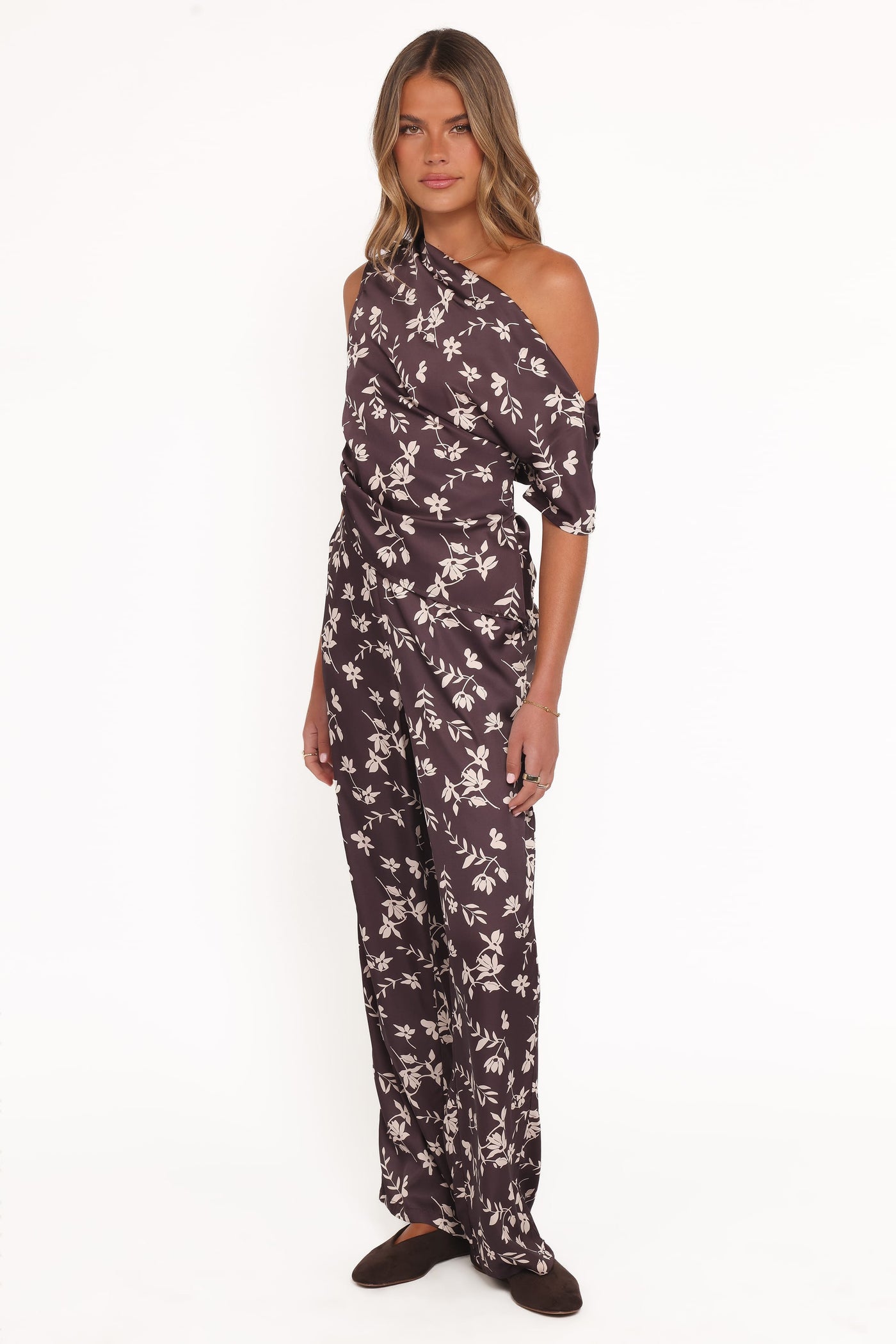 Romola Pant - Brown Cream Floral