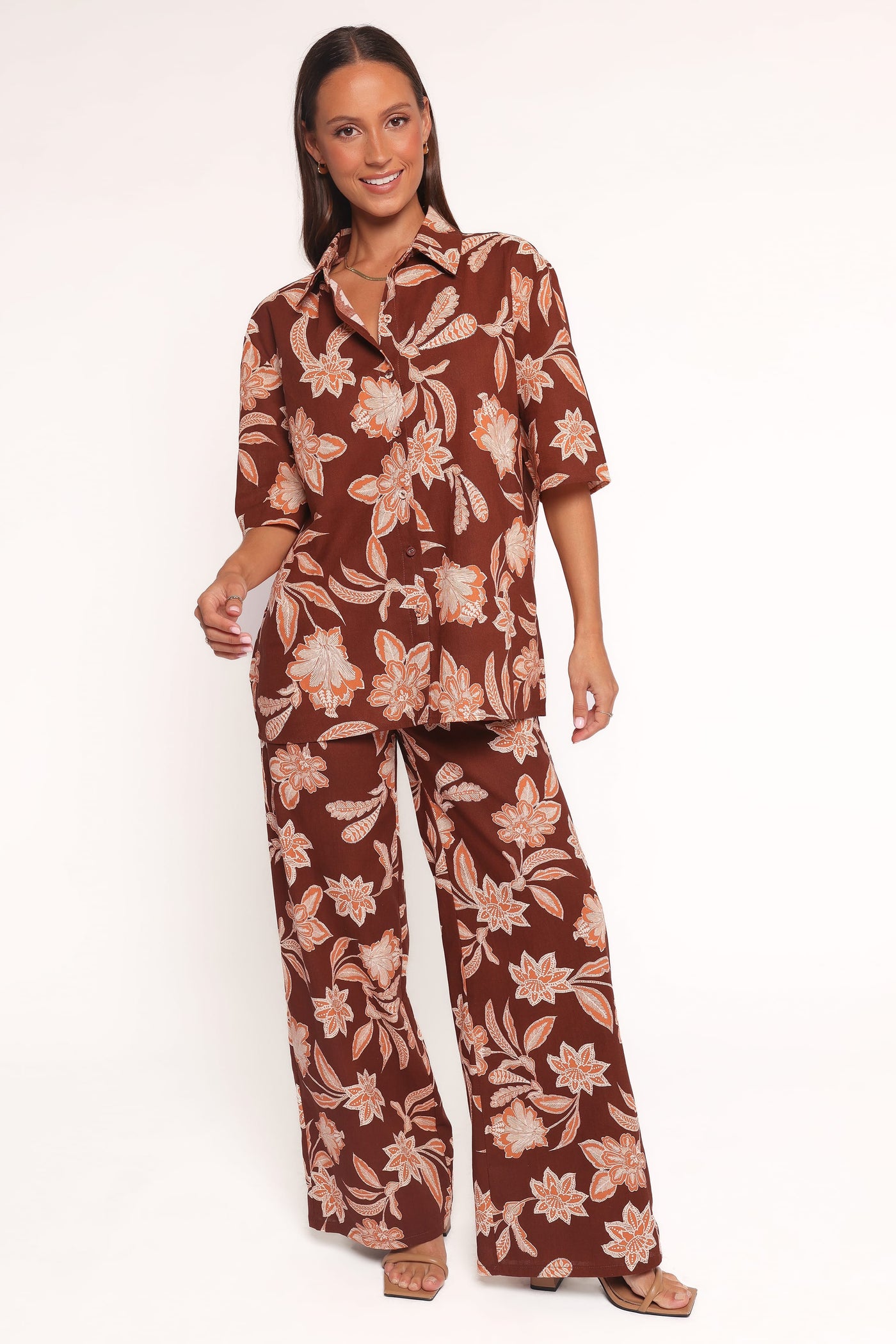 Samira Wide Leg Pant - Orange Floral