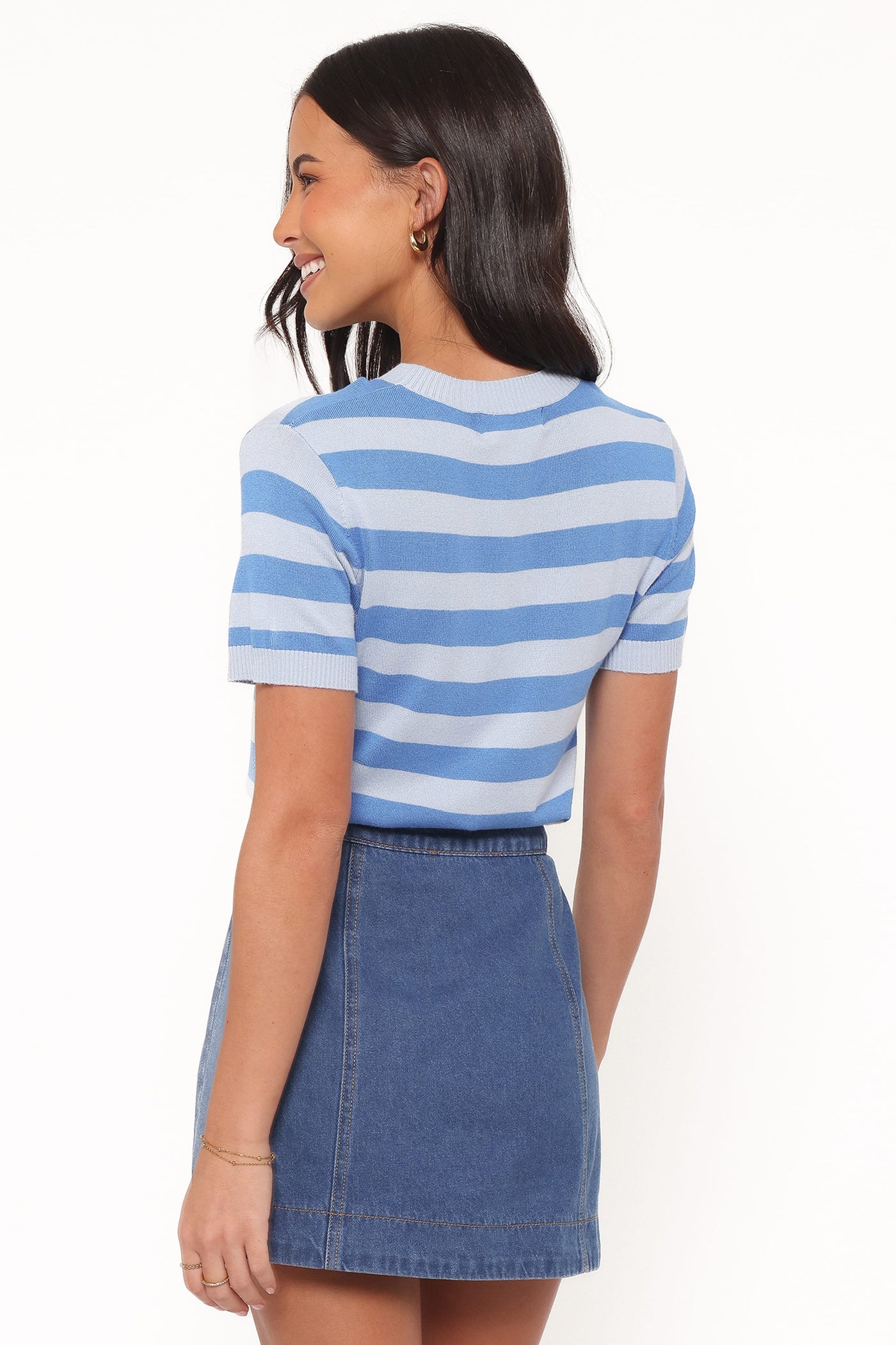 Sara Button Front Denim Mini Skirt - Dark Wash