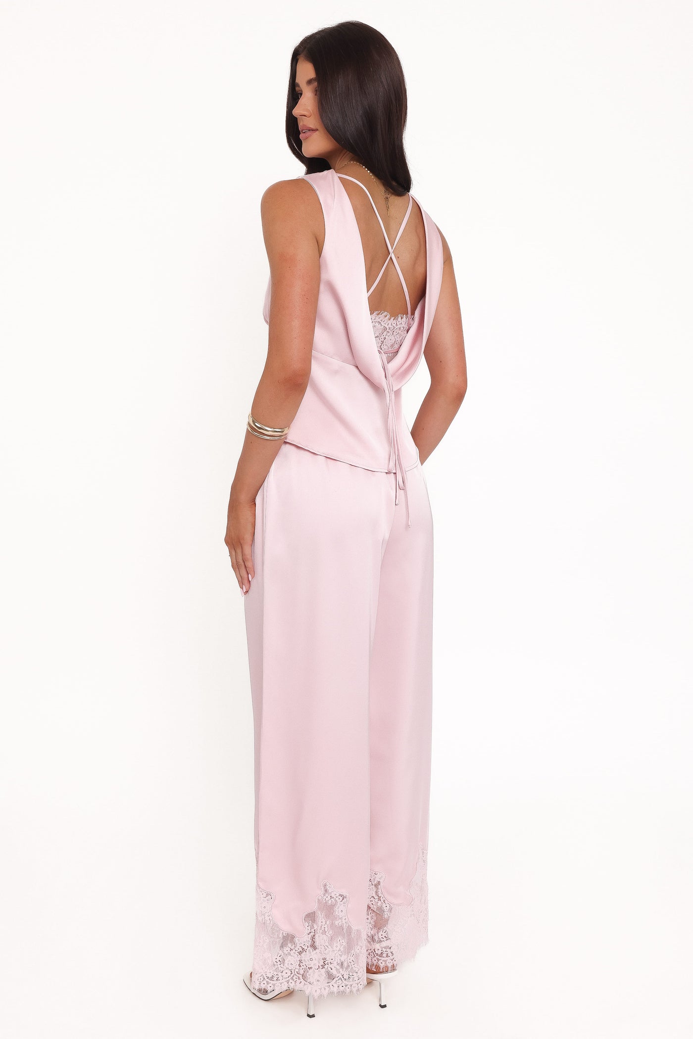 Viola Drawstring Wide Leg Pant - Pale Pink