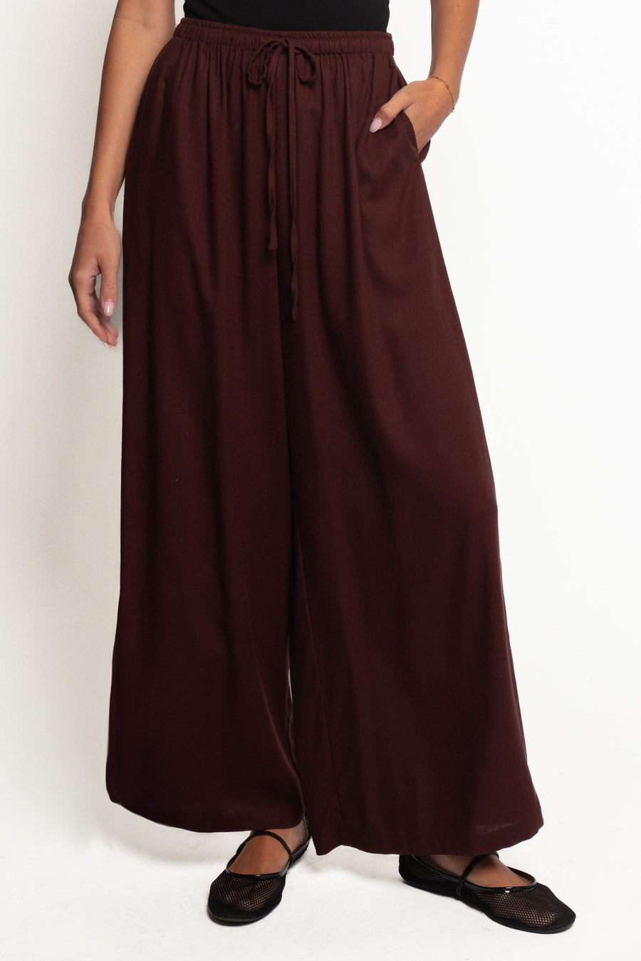 Zane Tie Waist Pant - Chocolate