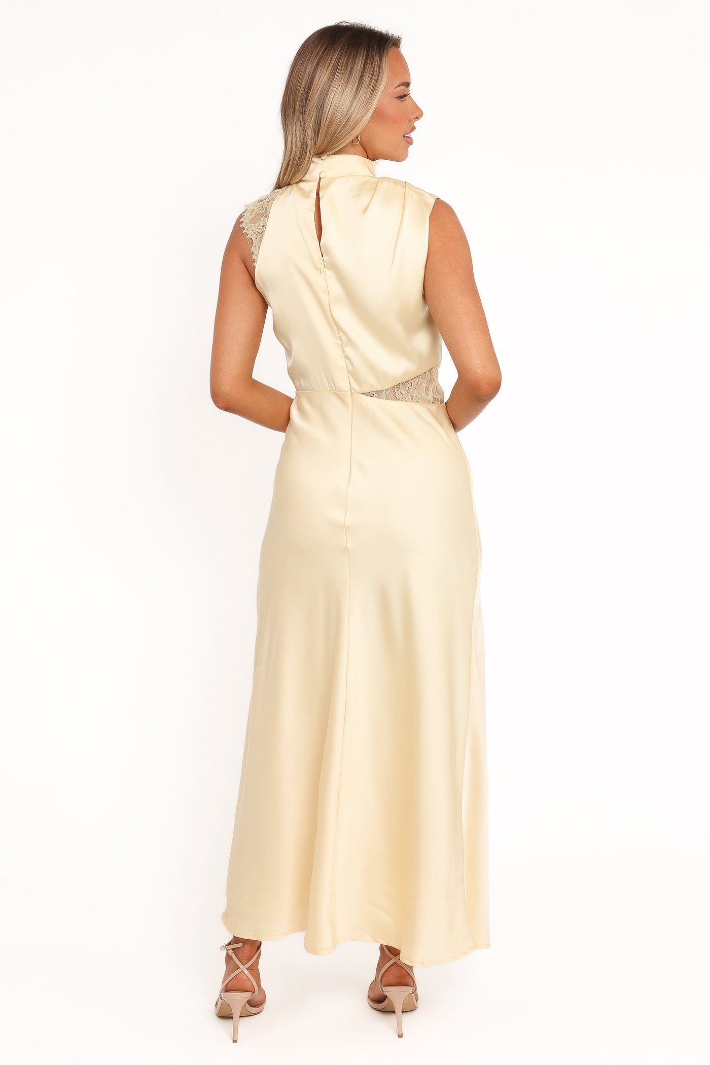 Anabelle Halter Neck Lace Maxi Dress - Butter Yellow