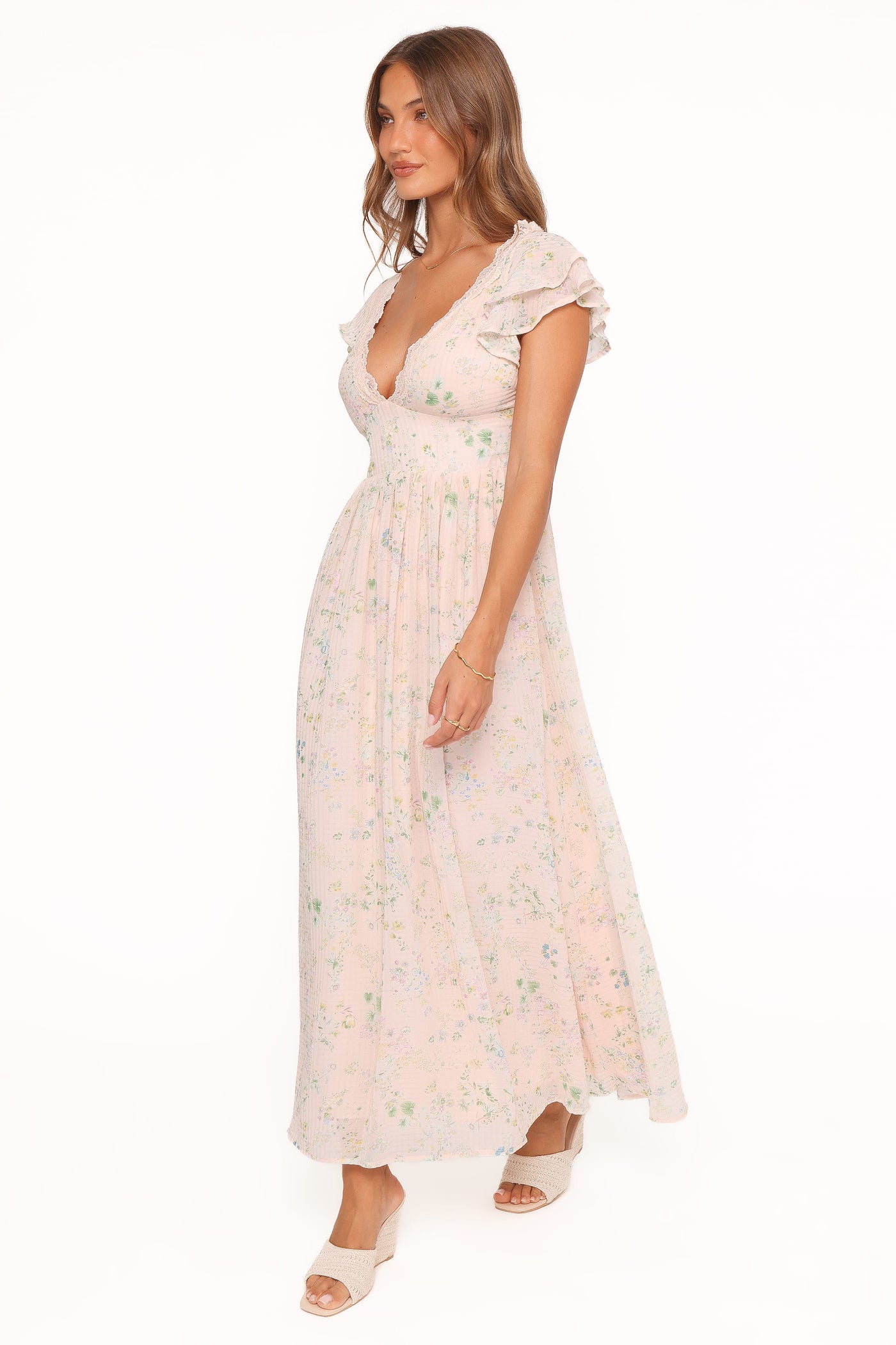 Angelica Midi Dress - Pastel Pink Floral