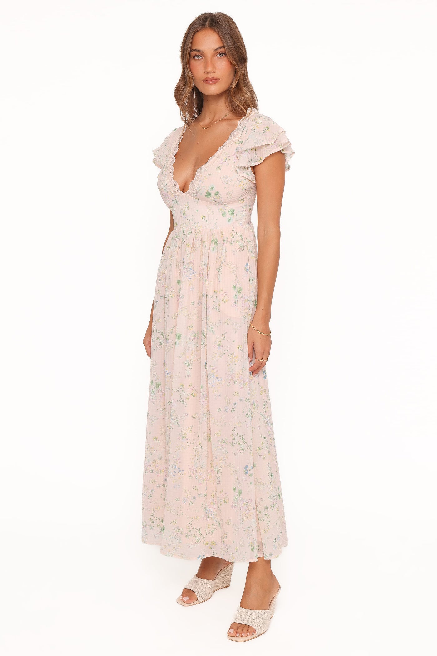 Angelica Midi Dress - Pastel Pink Floral