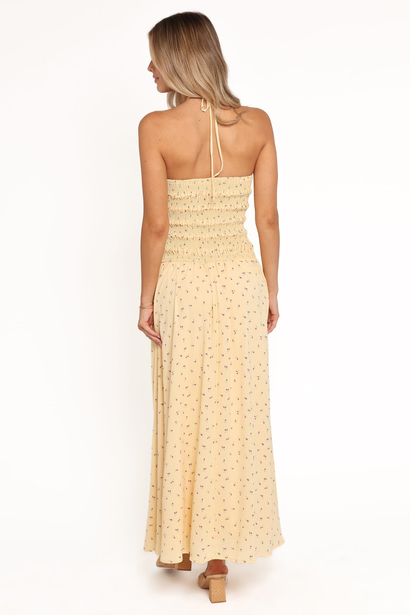 Aradia Halter Maxi Dress - Yellow Floral