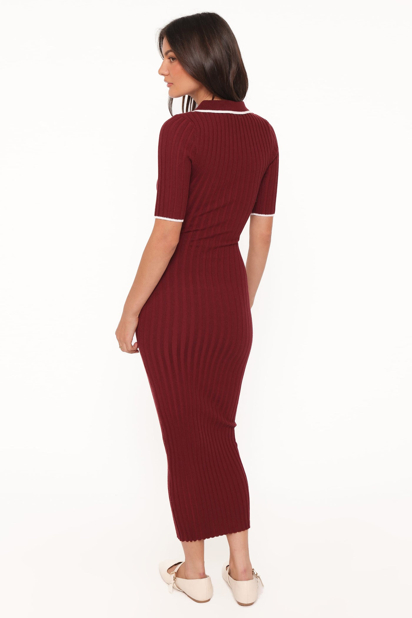 Conner Short Sleeve Knit Dress - Burgundy