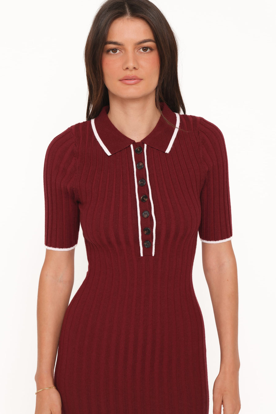 Conner Short Sleeve Knit Dress - Burgundy