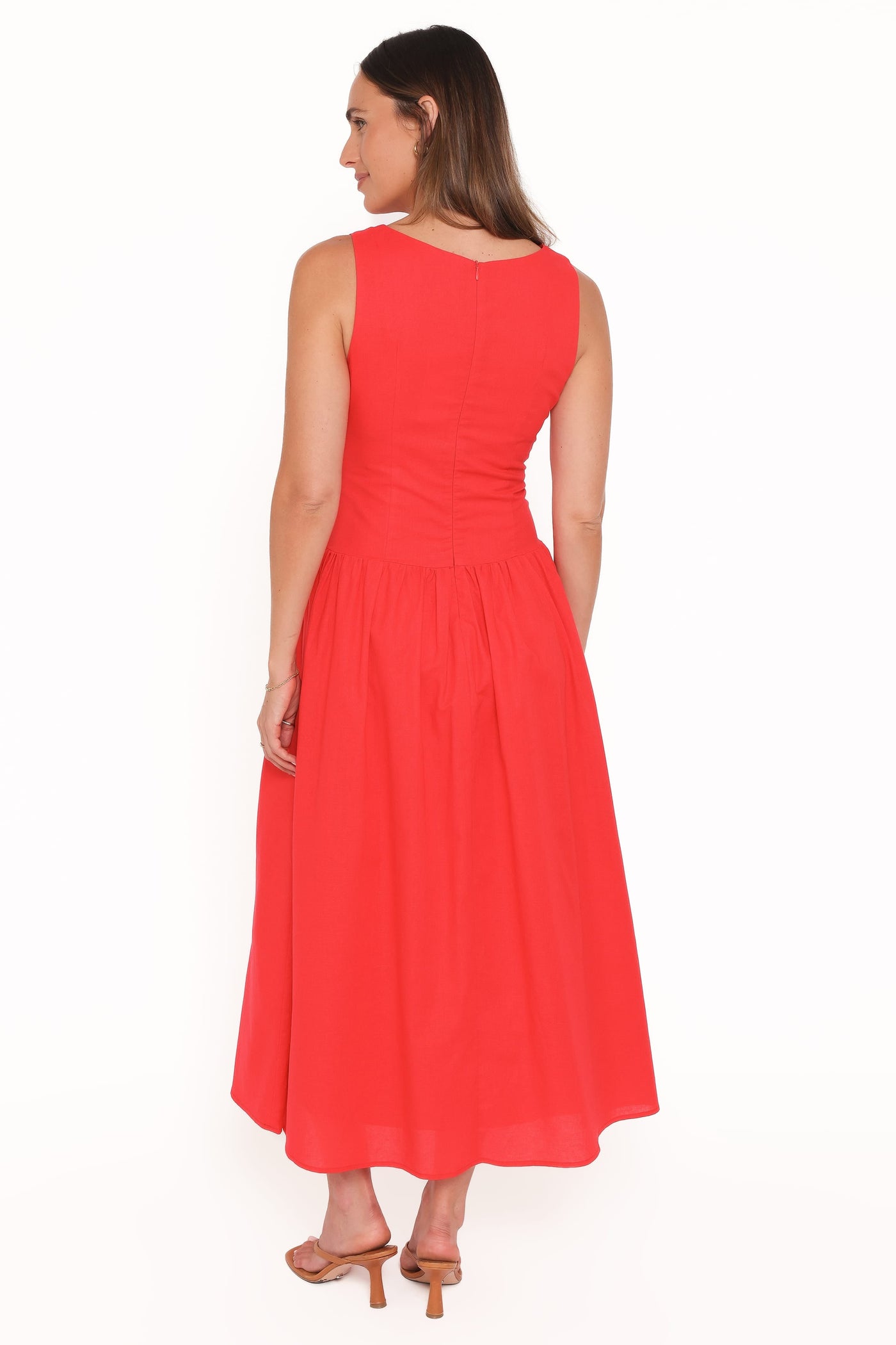Evie Button Front Maxi Dress - Red