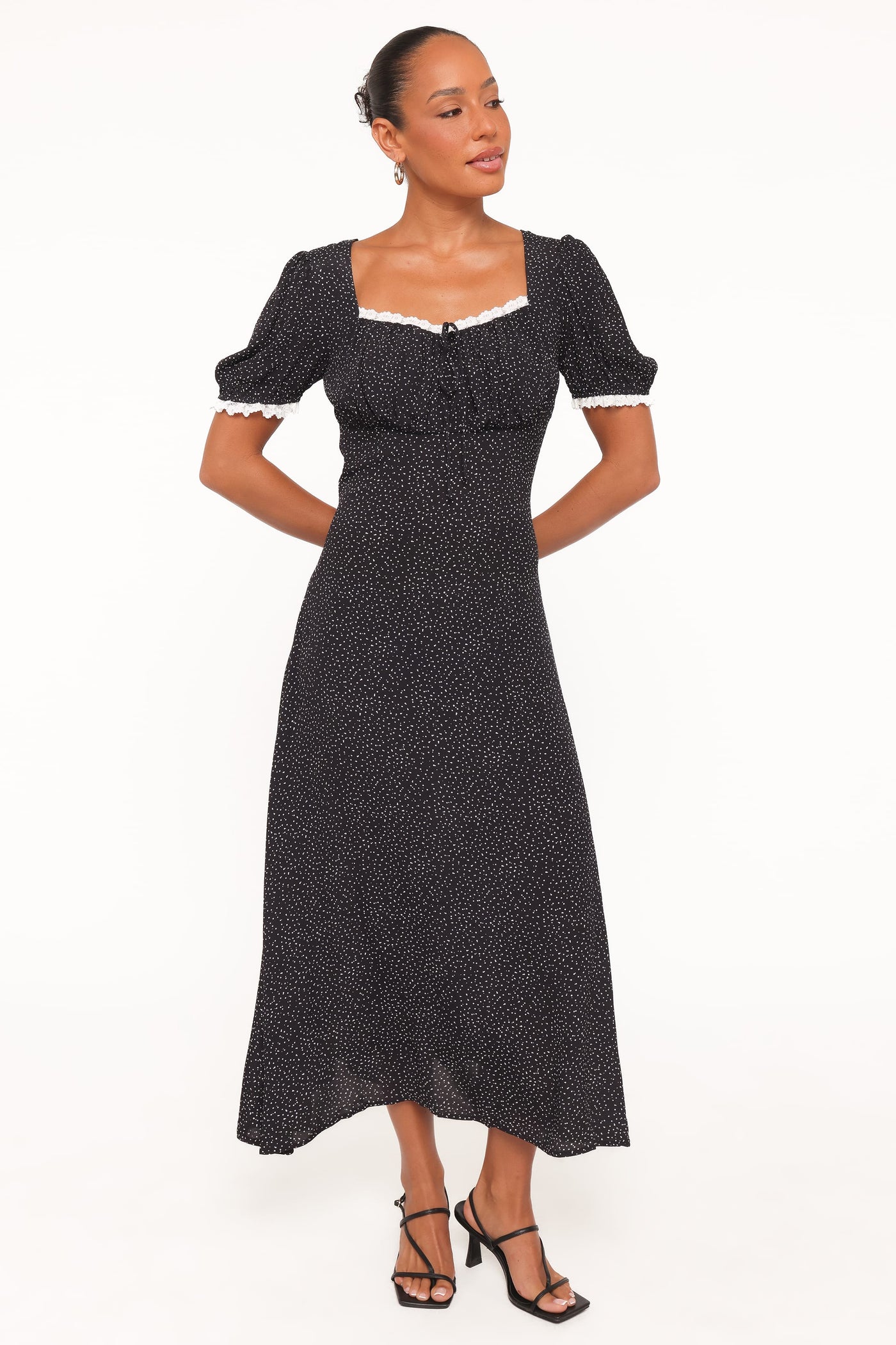 Francine Lace Midi Dress - Black Polka Dot