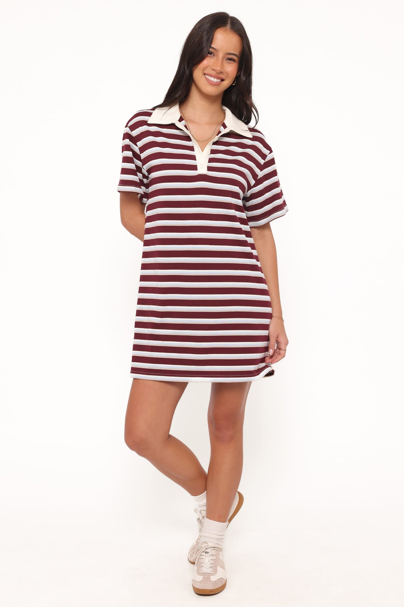 Gordie Mini Dress - Burgundy Stripe