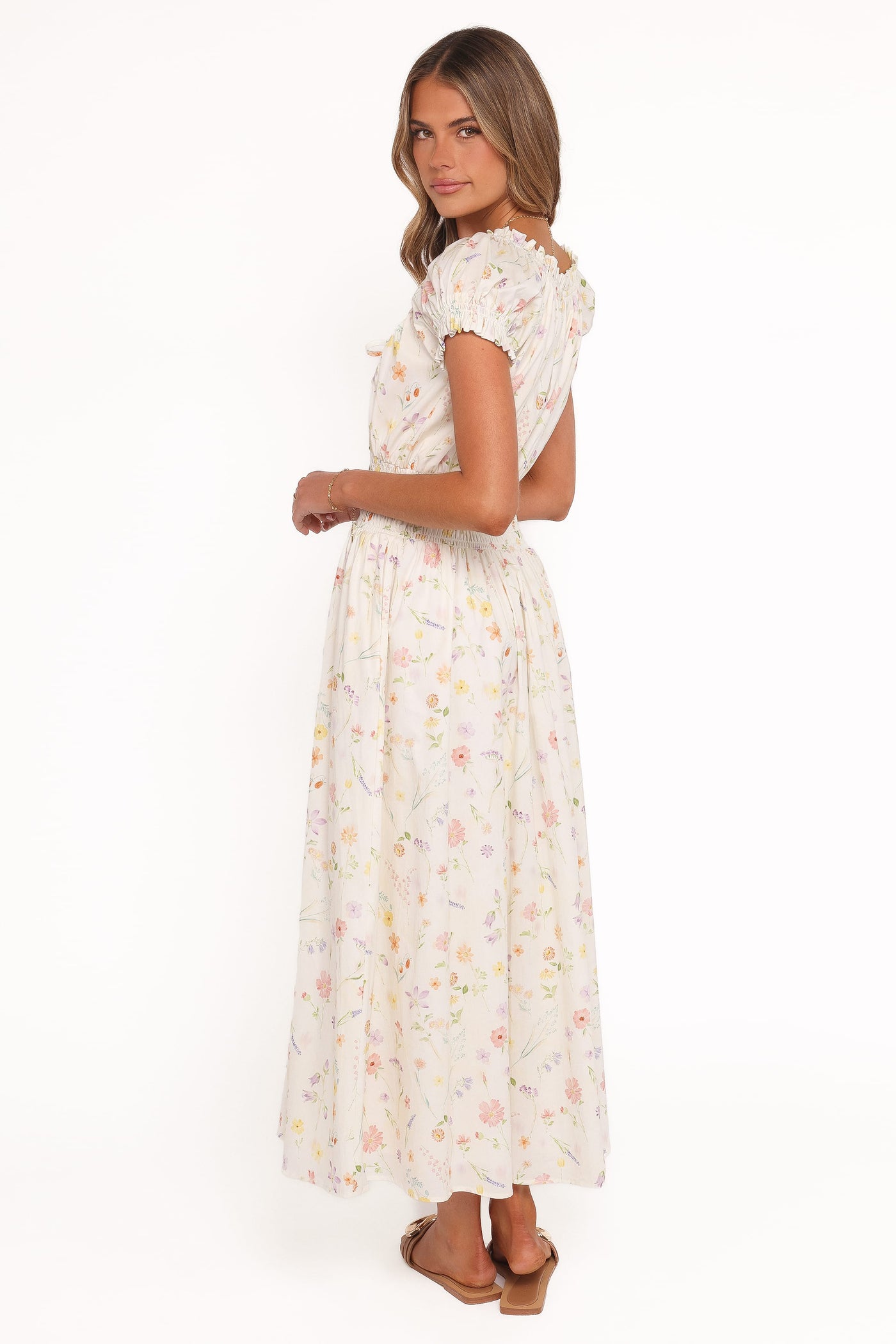 Katana Puff Sleeve Midi Dress - Floral