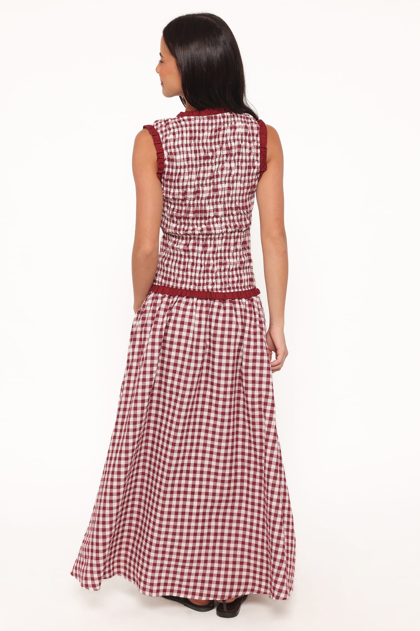 Leabrook Maxi Dress - Burgundy Gingham