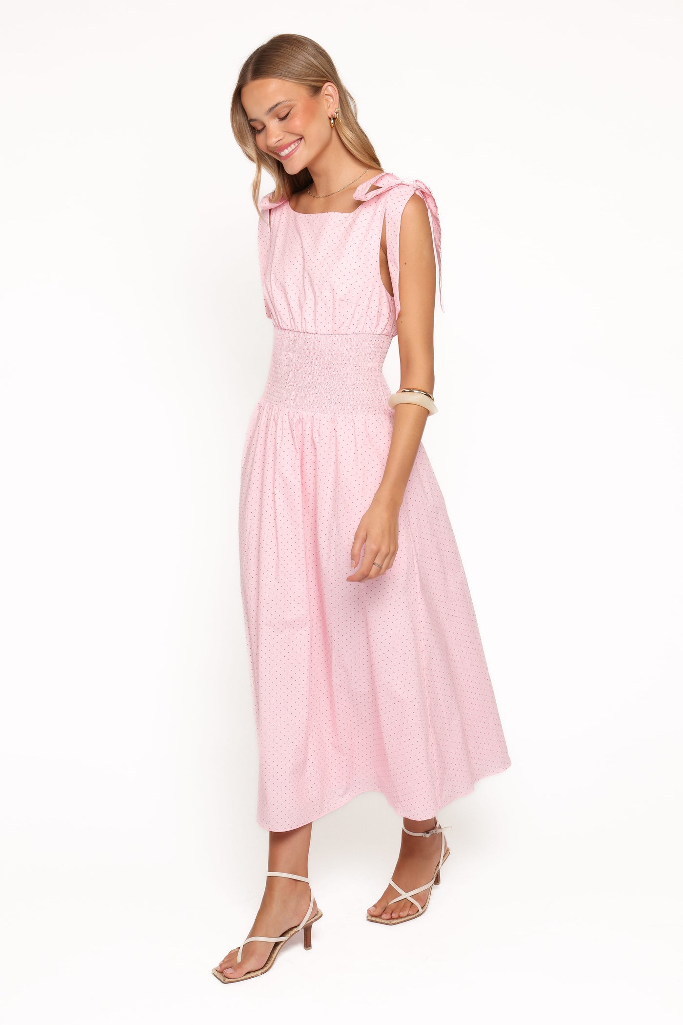 Leticia Midi Dress - Pink Polka Dot