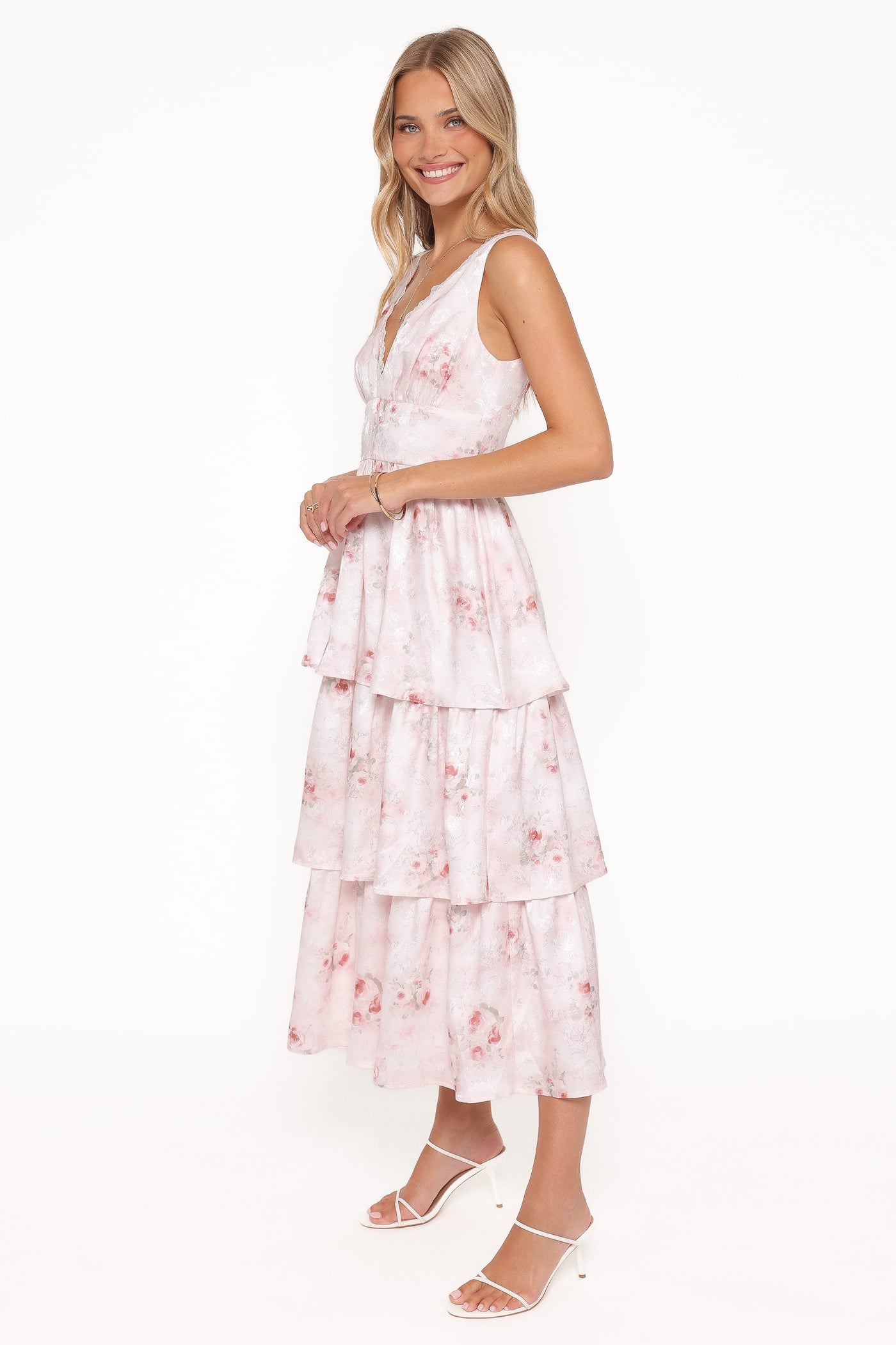 Natarsha Maxi Dress - White Pink Floral