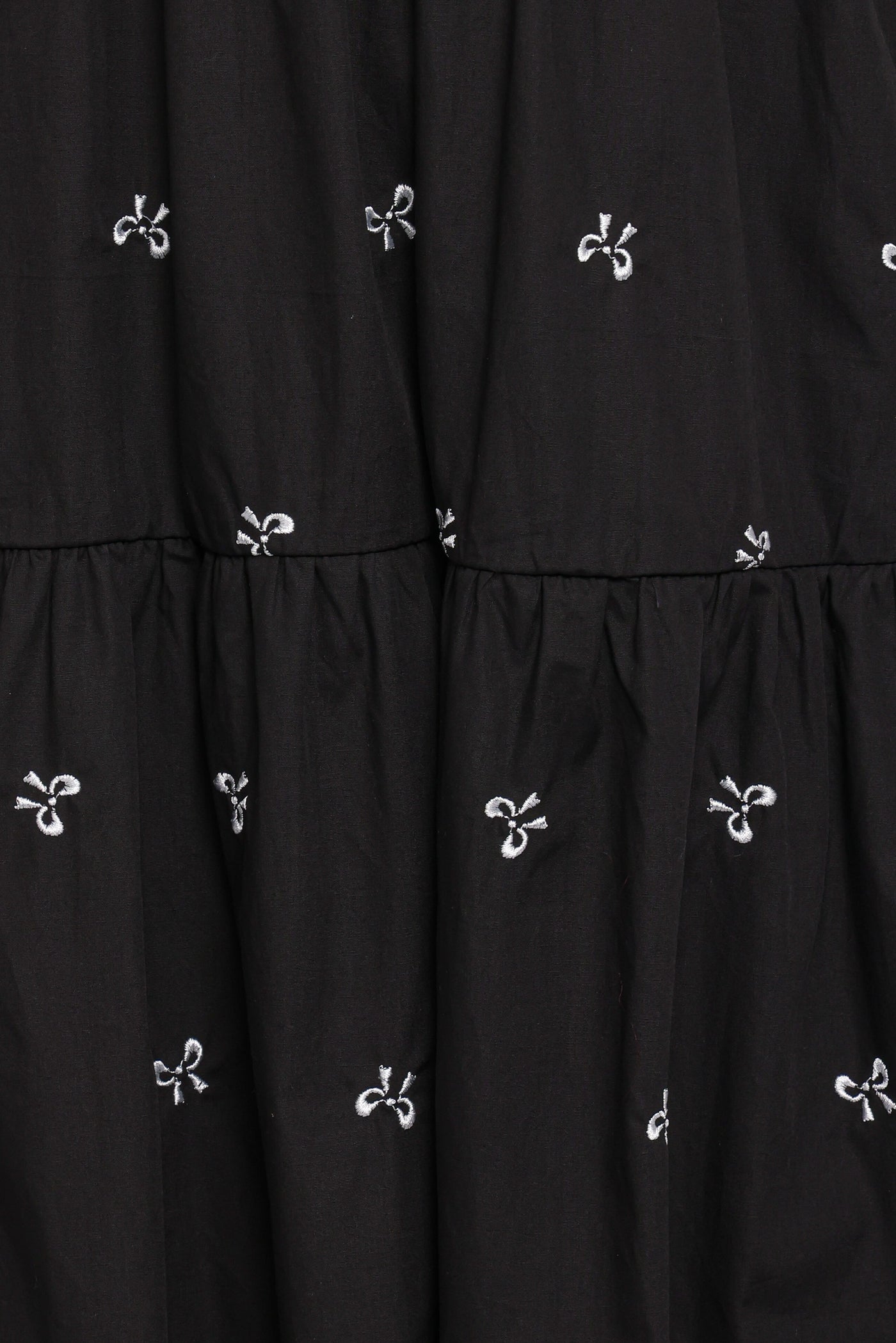 Naura Shirred Tiered Midi Dress - Black Bow