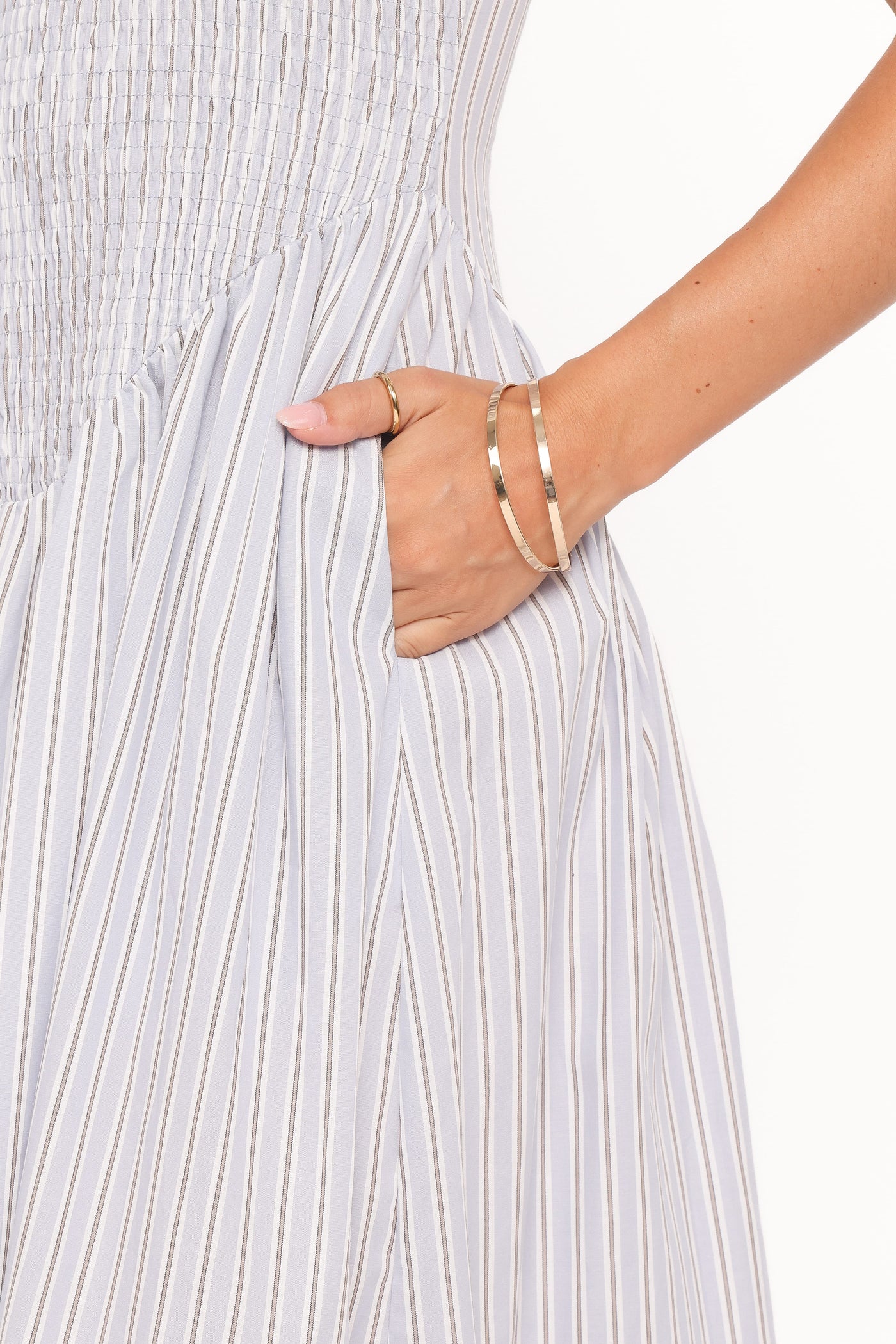Tony Maxi Dress - Brown/Blue Stripe