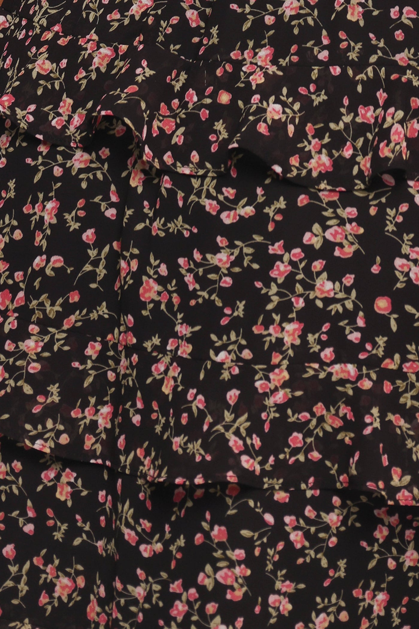 Wendi Ruffle Dress - Black Floral