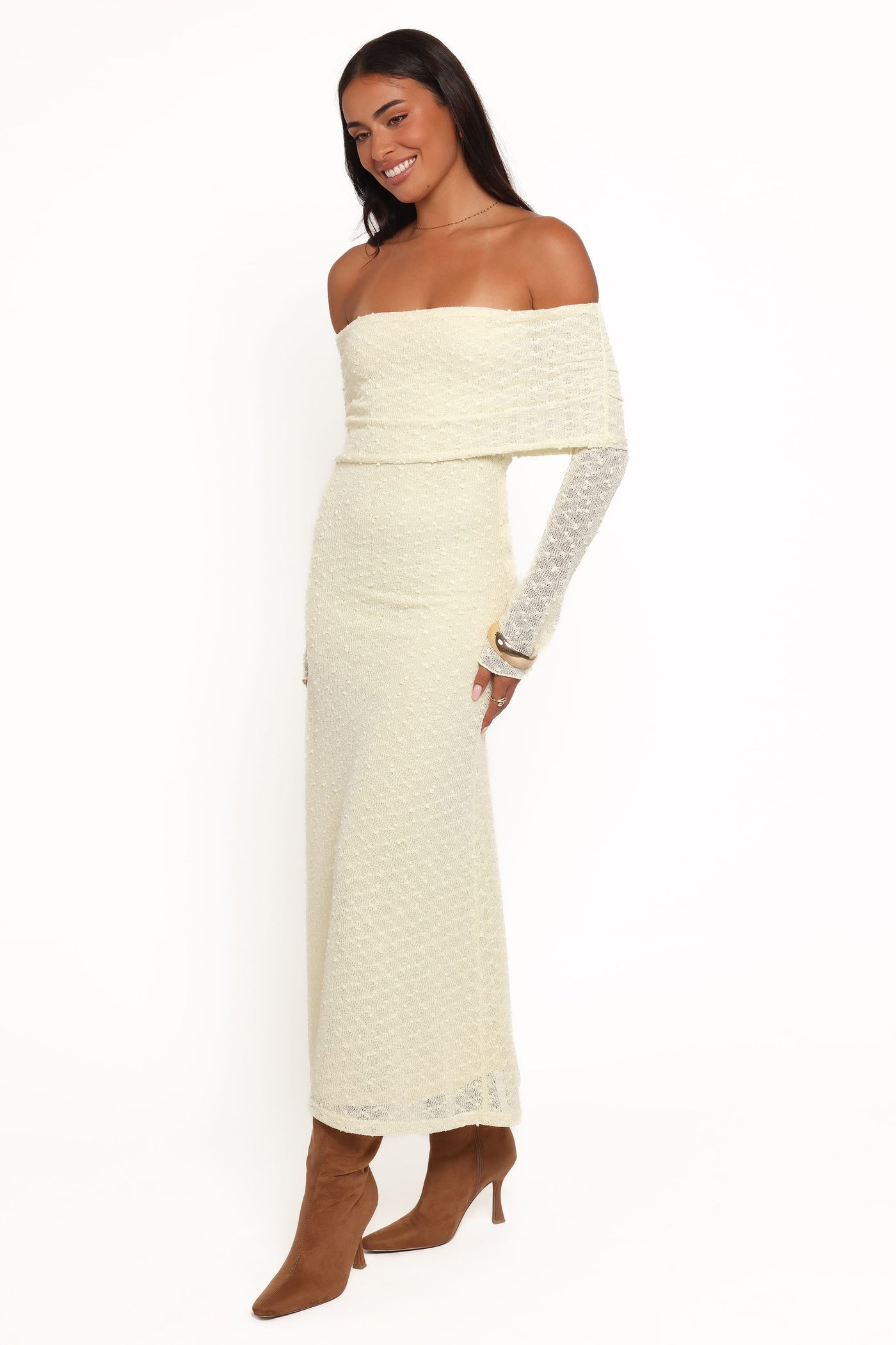 Wilma Off Shoulder Dress - Butter Yellow