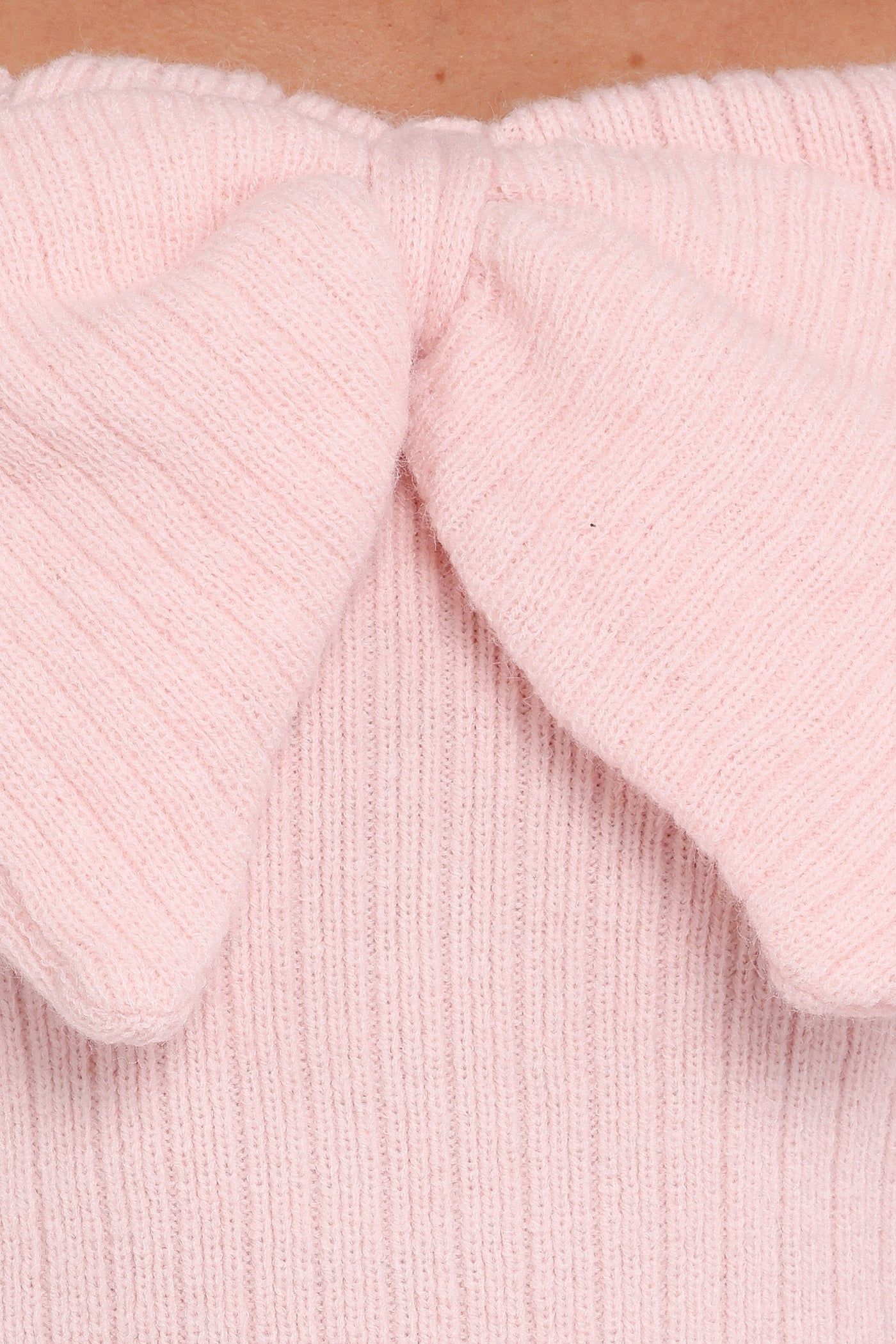 Helene Bow Off Shoulder Knit Sweater - Pink