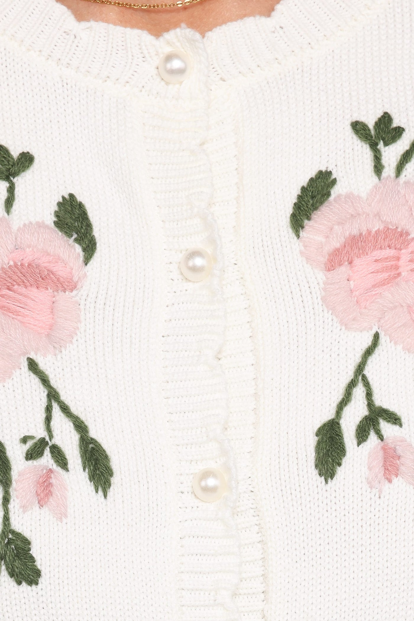Rossi Floral Button Up Cardigan - White/Pink