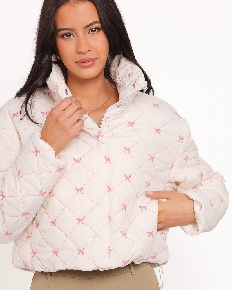 Adi Quilted Jacket - Pink Bow